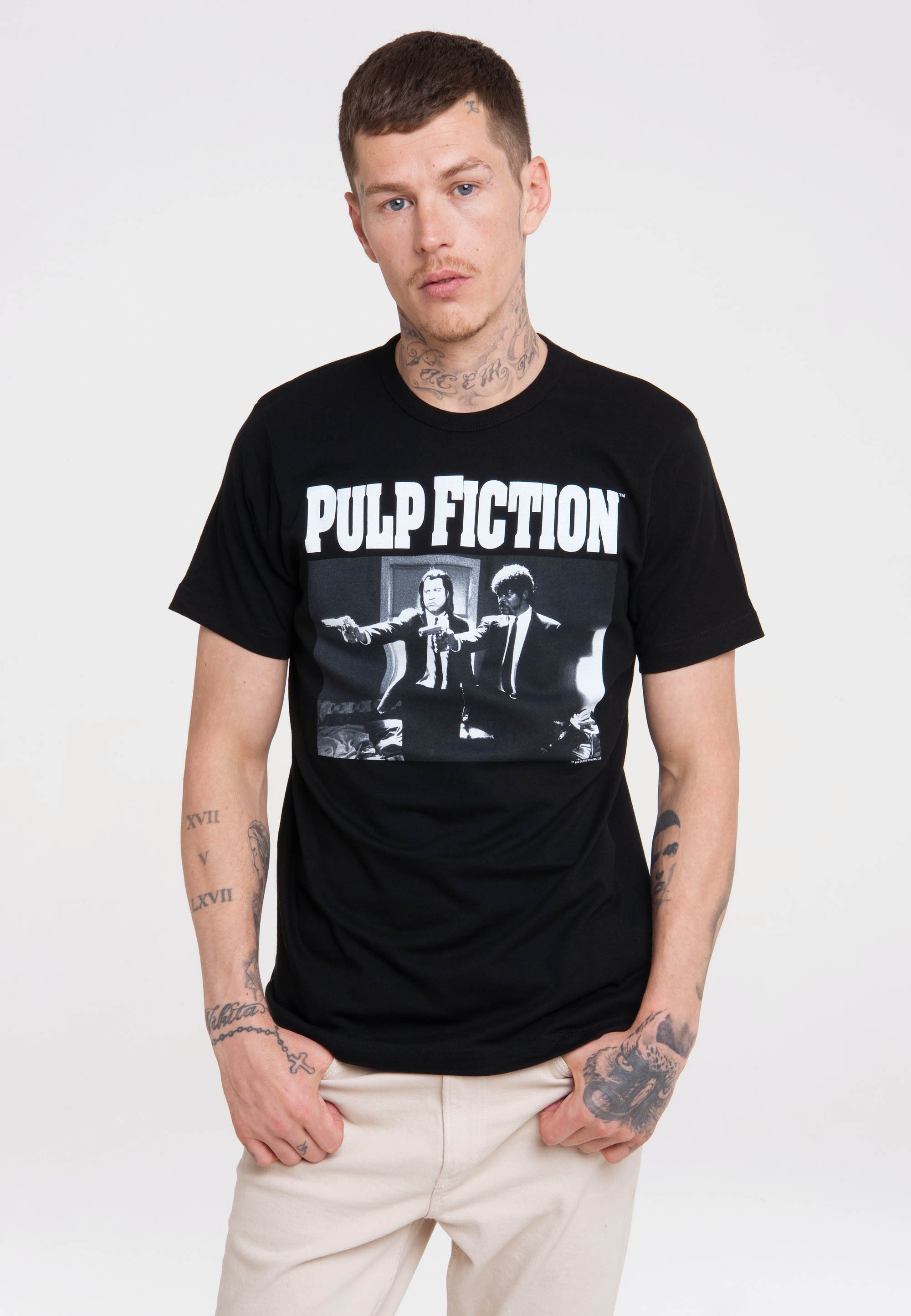 T-Shirt Pulp Front-Print lässigem LOGOSHIRT mit Fiction