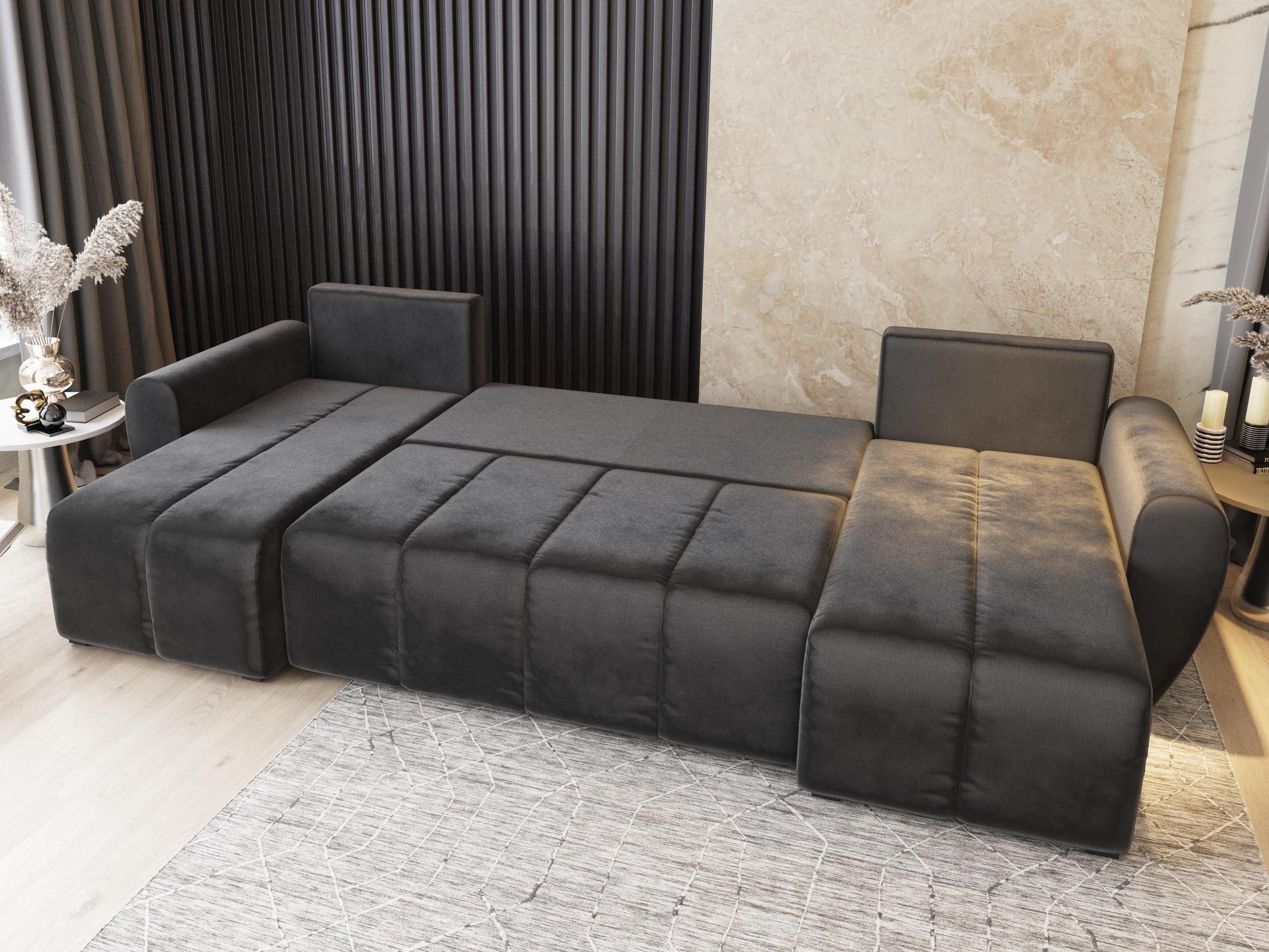 Masseno Ecksofa MADISON mit Schlaffunktion U-Form, Sofa mit Bettkasten