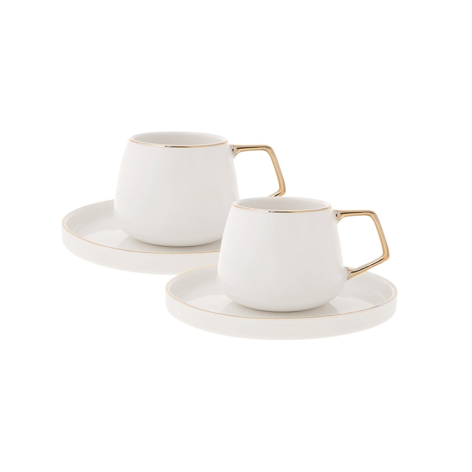 Karaca Kaffeeservice Karaca Saturn Kaffeeservice 100 ml Kaffeetassen-Set, 2 Personen, Gold, Porzellan