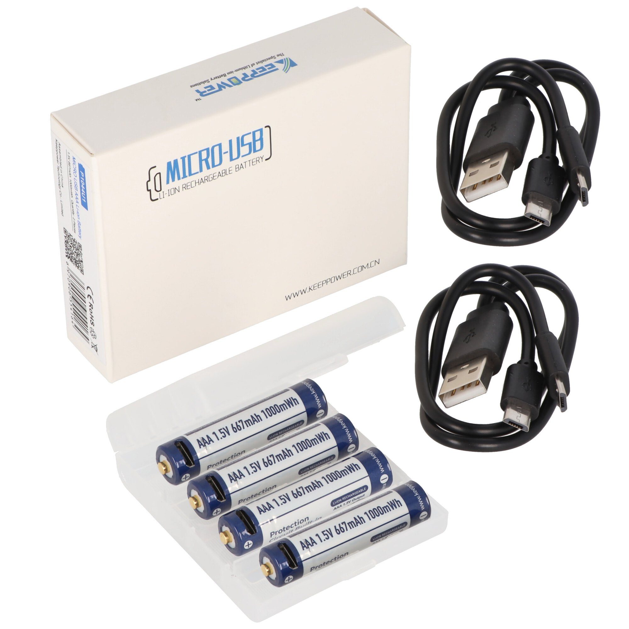 Keeppower 4 Stück Keeppower AAA 1,5V 1000mWh Lithium Ionen Akku, Micro, AAA, LR Akku 667 mAh (1,5 V)