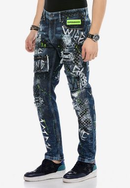 Cipo & Baxx Bequeme Jeans mit Farbspritzern und Nieten