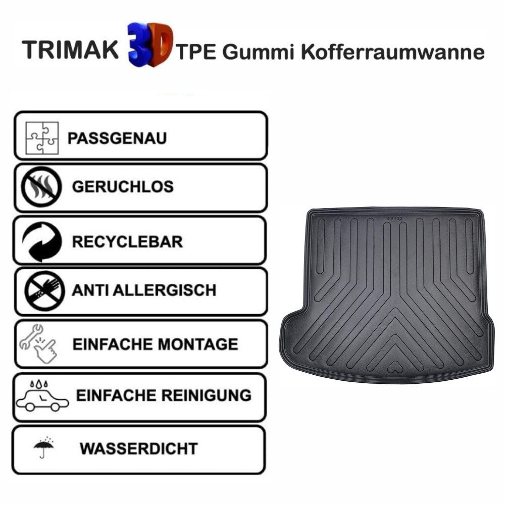 Trimak Passform-Fußmatten Oder Kofferraumwanne Oder Set kompatibel mit Range Rover Velar, Range Rover Velar 2017-2020 Kofferraummatte TPE Antirutschmatte