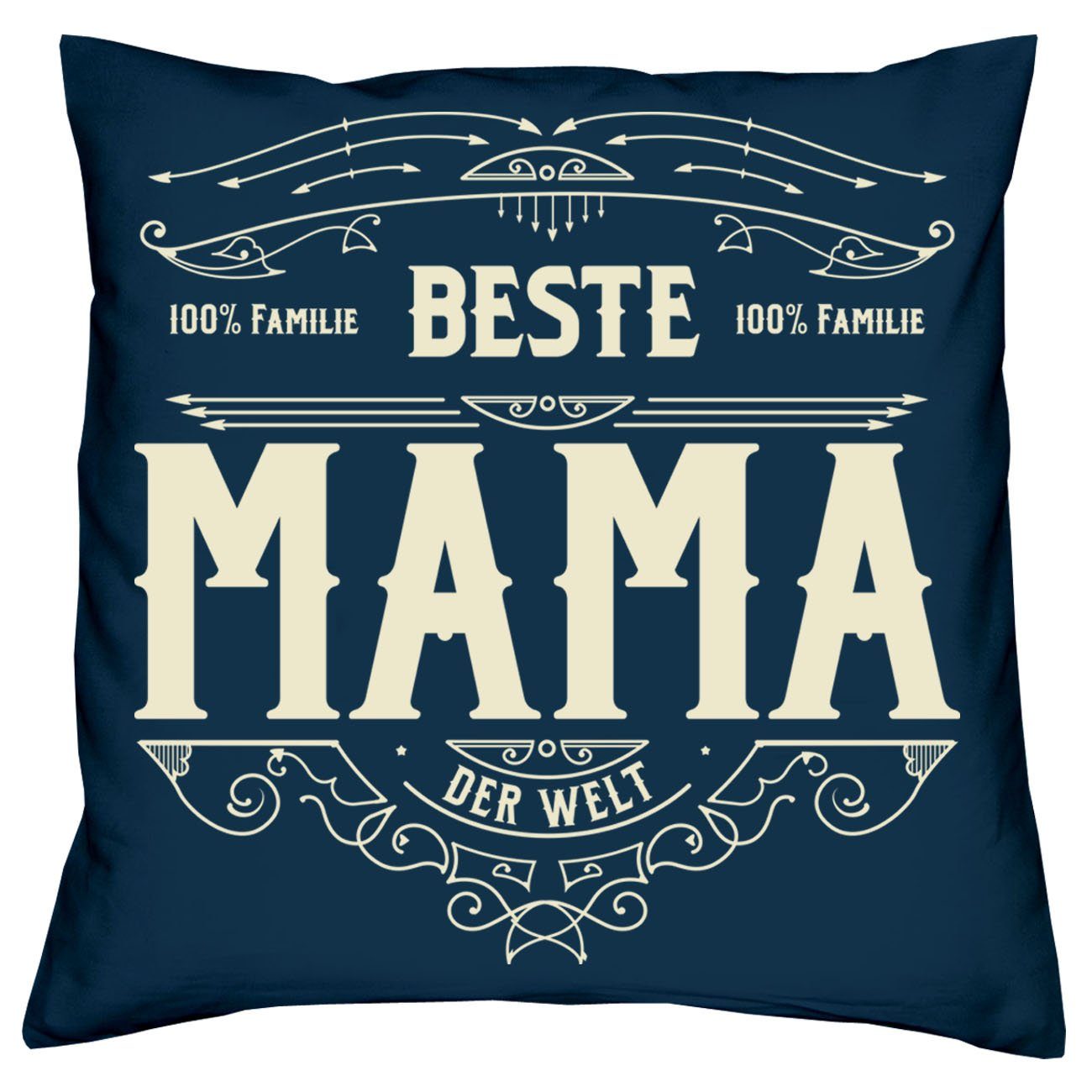 & Beste Mama navy-blau Weihnachtsgeschenk Urkunde, Soreso® Dekokissen Geschenkidee Kissen