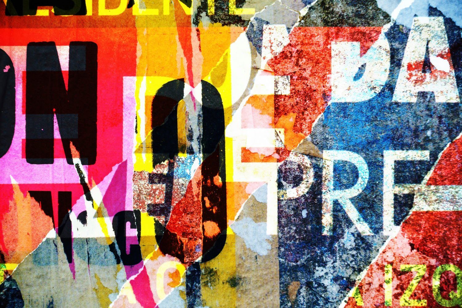 queence Acrylglasbild Papierstücke, Buchstaben, Fashion, Kunst, Fine Art-Print in Galeriequalität