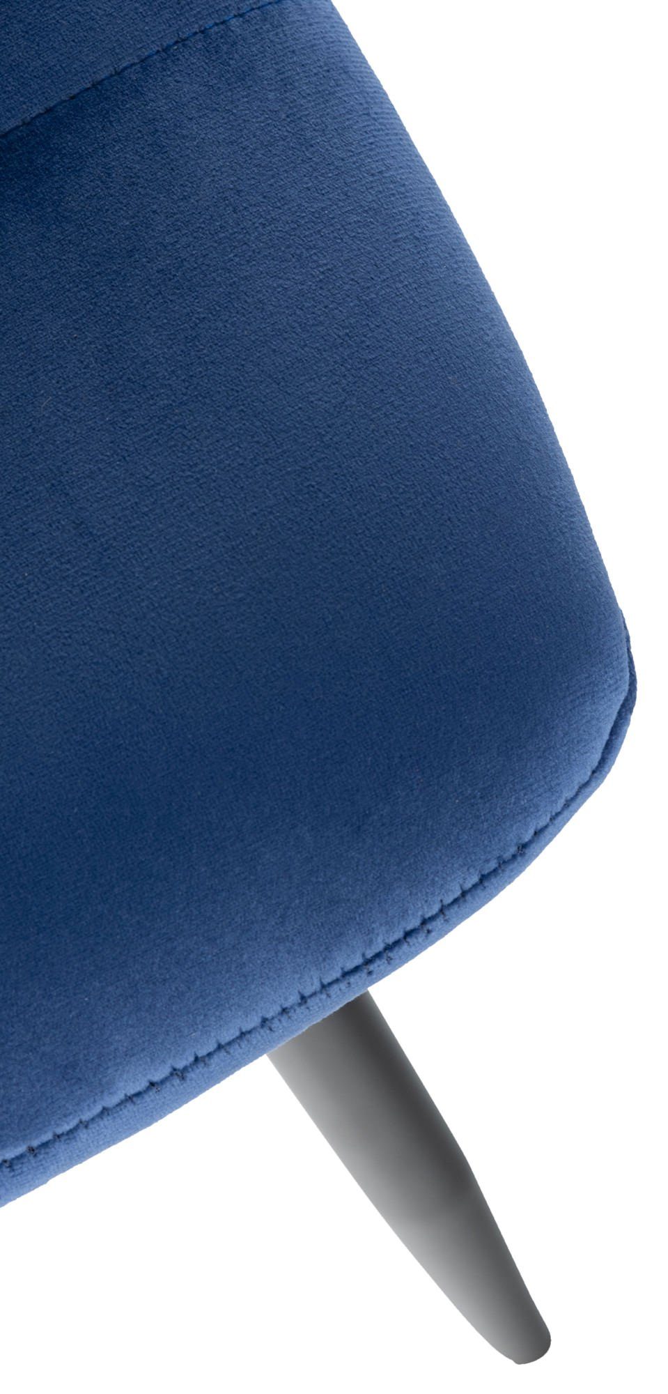 TPFLiving Esszimmerstuhl - blau mit (Küchenstuhl - Samt Atina hochwertig Metall Gestell: Sitzfläche schwarz - Wohnzimmerstuhl), Sitzfläche: gepolsterter Konferenzstuhl