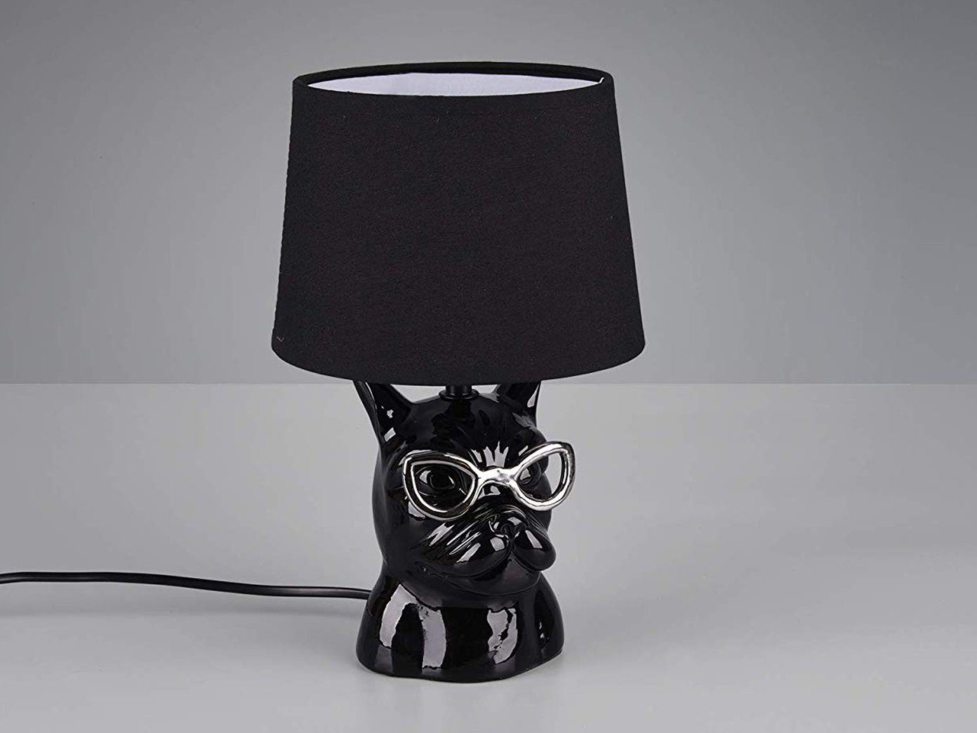 Tischleuchte, Tierlampe LED Warmweiß, ausgefallene Hundelampe Fensterbank klein-e LED meineWunschleuchte wechselbar, H Schwarz, 29cm