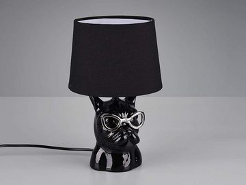 meineWunschleuchte LED Tischleuchte, LED wechselbar, Warmweiß, klein-e Hundelampe ausgefallene Tierlampe Fensterbank Schwarz, H 29cm