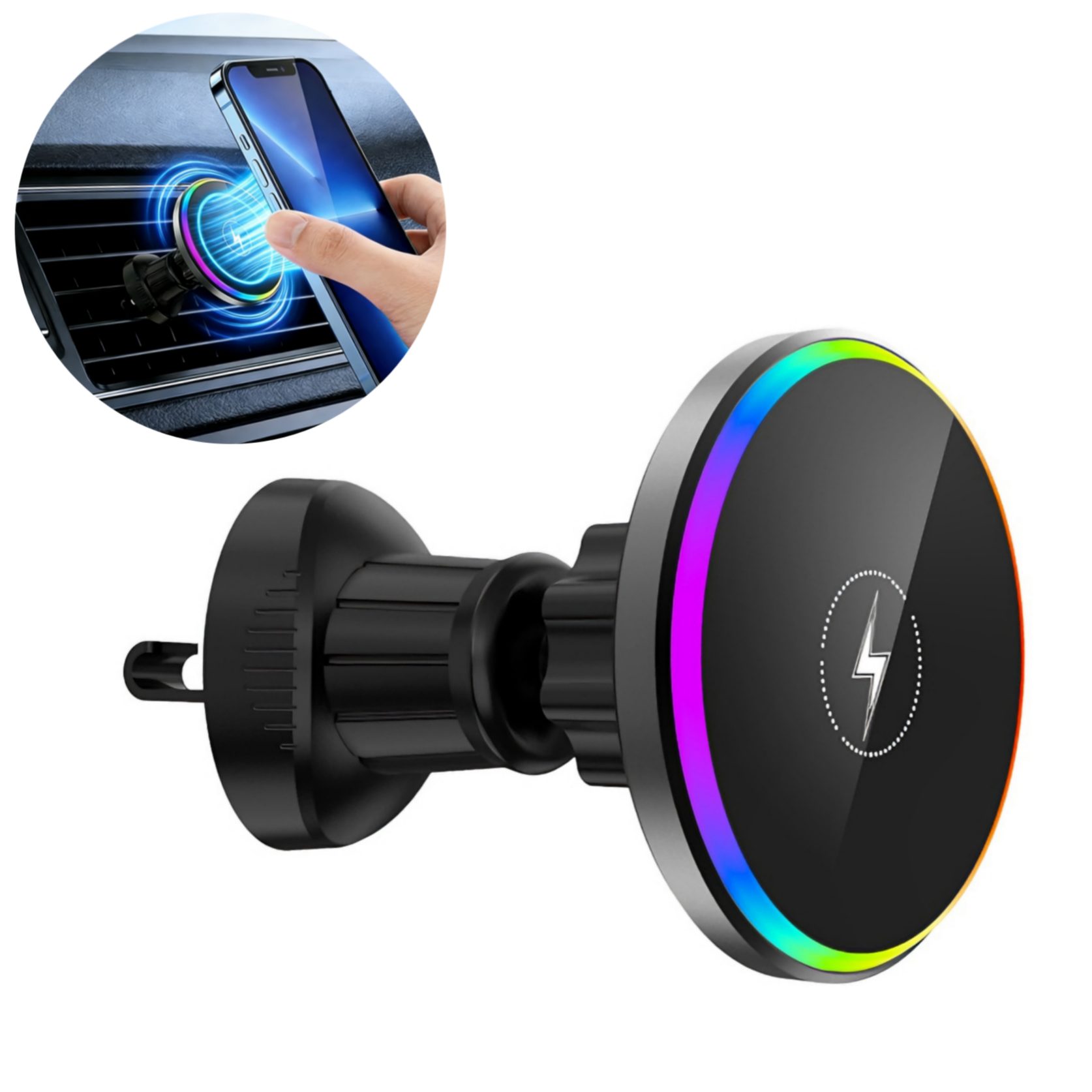 neue dawn Handy-Halterung Kabelloses Ladegerät Auto Magnet Handyhalterung für iPhone Samsung, (handy halterung für auto,magsafe auto halterung)