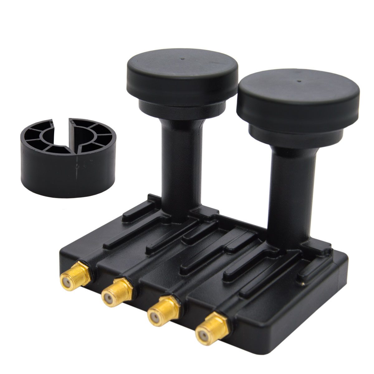 PremiumX Monoblock Quad LNB 0,1dB 4 Teilnehmer 4x Gummitülle 8x F-Stecker Monoblock-LNB