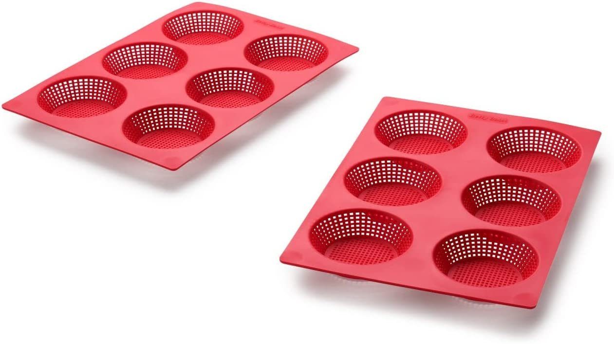 Betty Bossi Brotbackform Brötli rund 2er Set Silikon rot, (2-tlg), antihaftbeschichtet