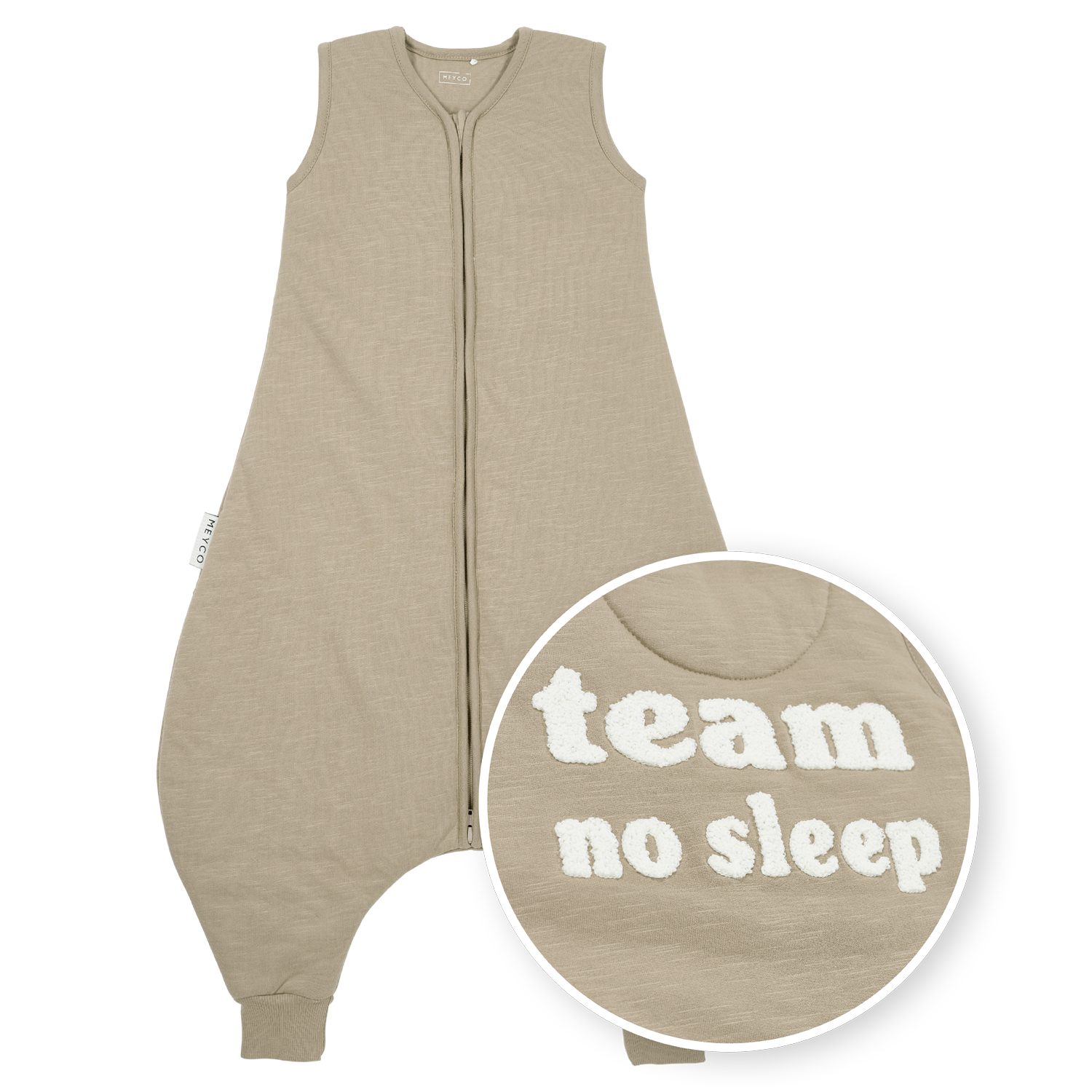 Babyschlafsack Slub Team No Sleep Taupe/Offwhite