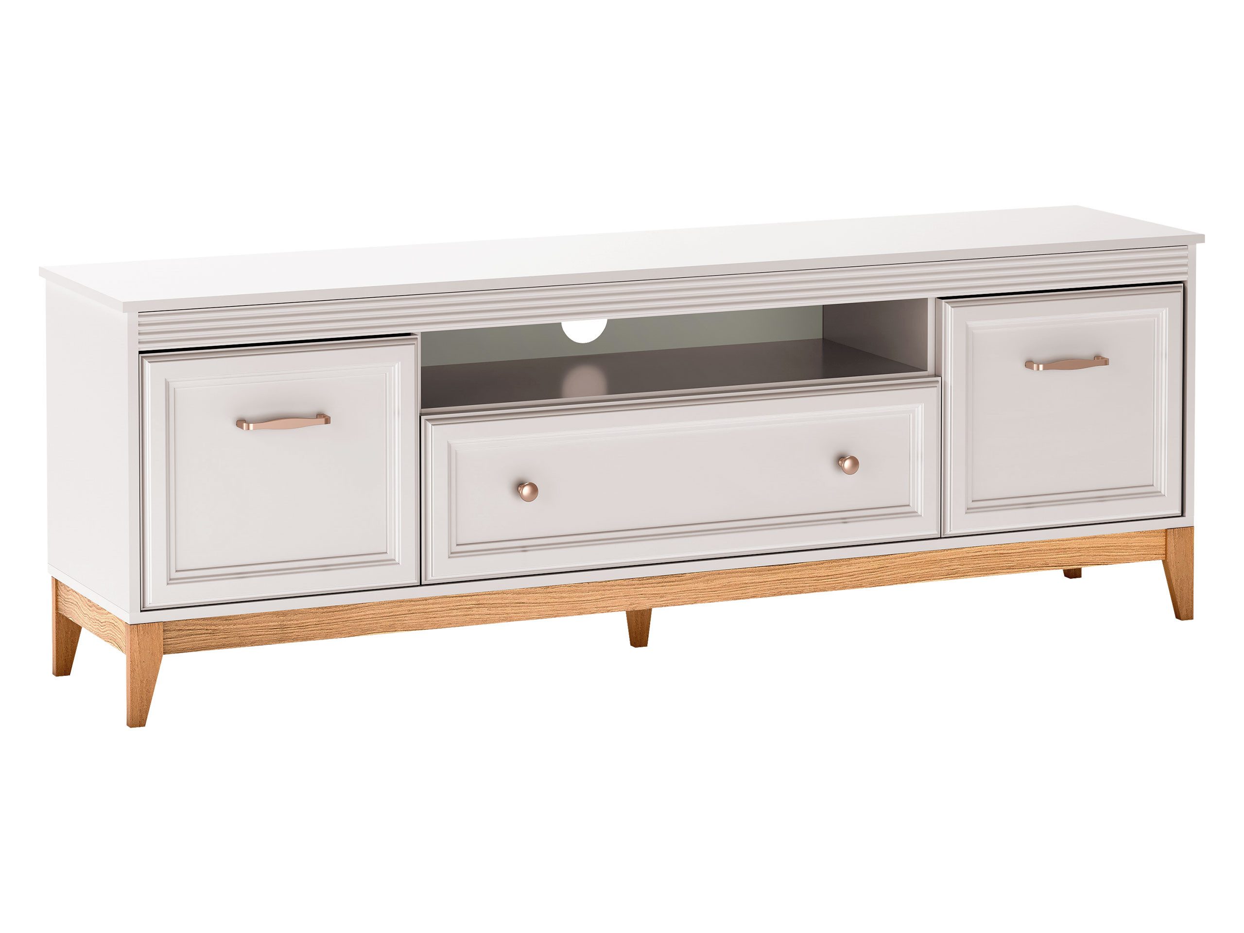 MIRJAN24 TV-Schrank Windsor W-09 (mit zwei Drehtüren und Schublade) Metallgriffe, 179x41x62 cm
