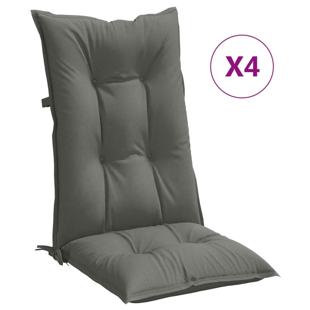 vidaXL Sitzauflage Hochlehner-Auflagen 4 Stk. Melange Dunkelgrau 120x50x7 cm Stoff, (4 St)