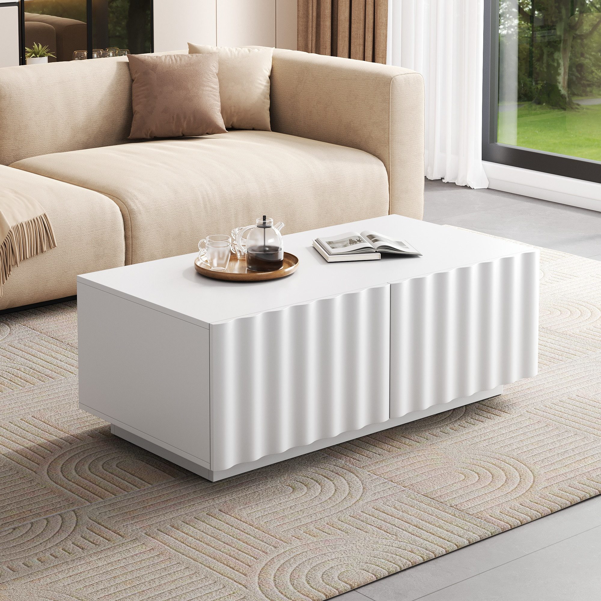 Lowboard Wohnzimmer-Set mit Wellenmuster
