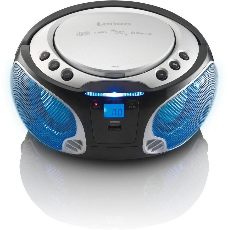 Lenco SCD-550SI CD-Radio m. MP3, USB, BT, Lichteffekt Boombox (FM-Tuner),  Hören Sie Ihre Lieblingsmusik über FM-Radio
