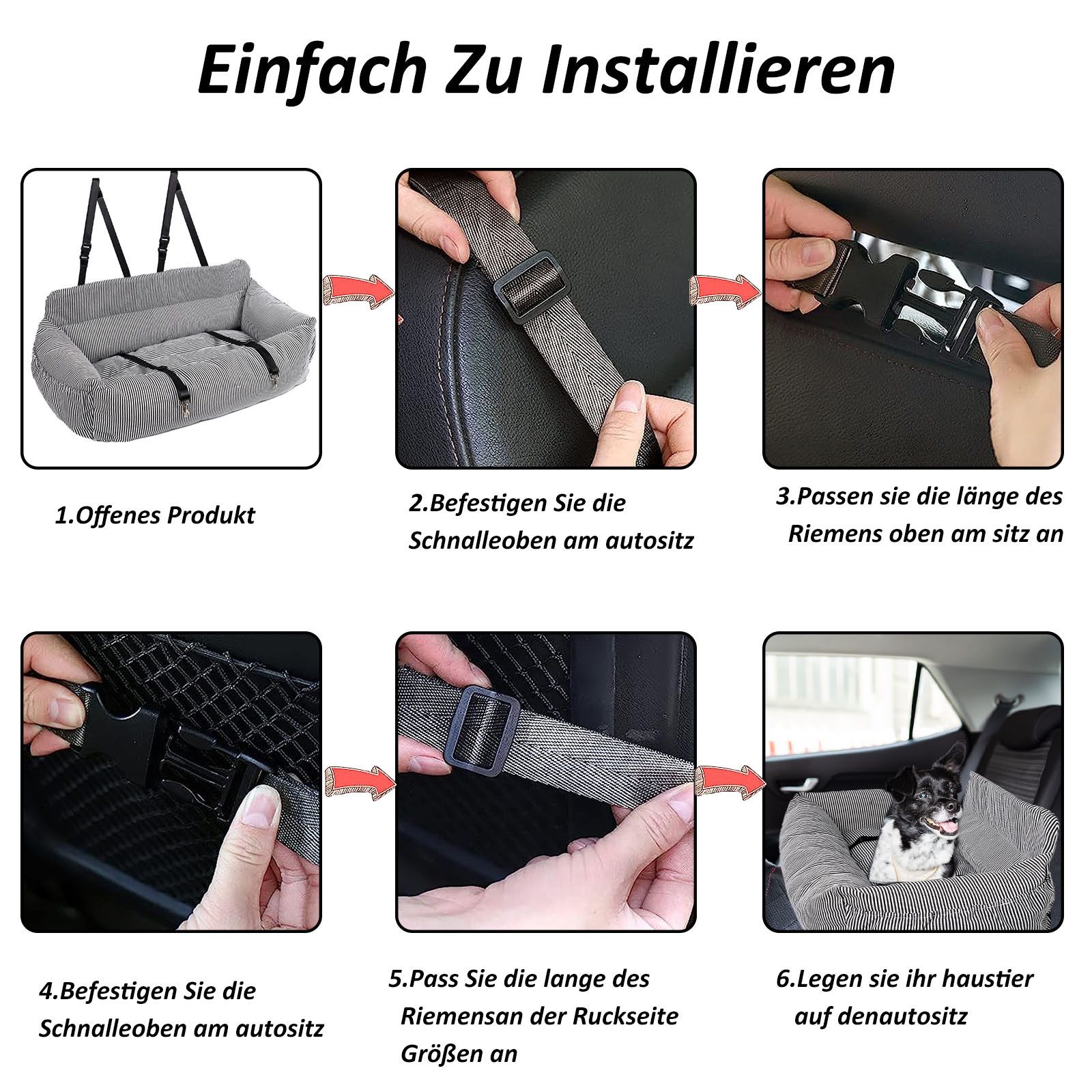 CALIYO Hunde-Autositz 2-in-1 Autositz und Bett für Hunde, Hundesitz, hochwertigem Oxford-Tuch und Polypropylen-Gewebe, geeignet für alle Arten von Autos, multif – Bild 5 von 5