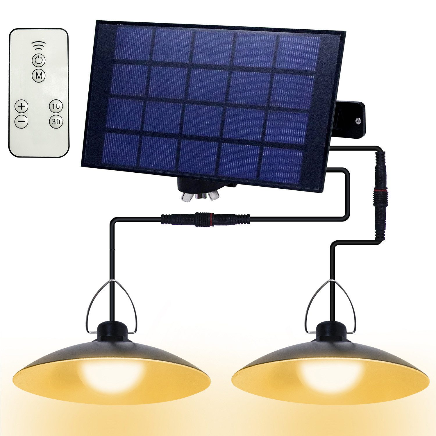 MUPOO LED Solarleuchte Solar Hängelampen für Außen,Solar Pendelleuchten, 1 Solarmodul für 2 Lampen, LED-Solarleuchten mit 1/2/3/4 Kopf,IP65 Wasserdicht