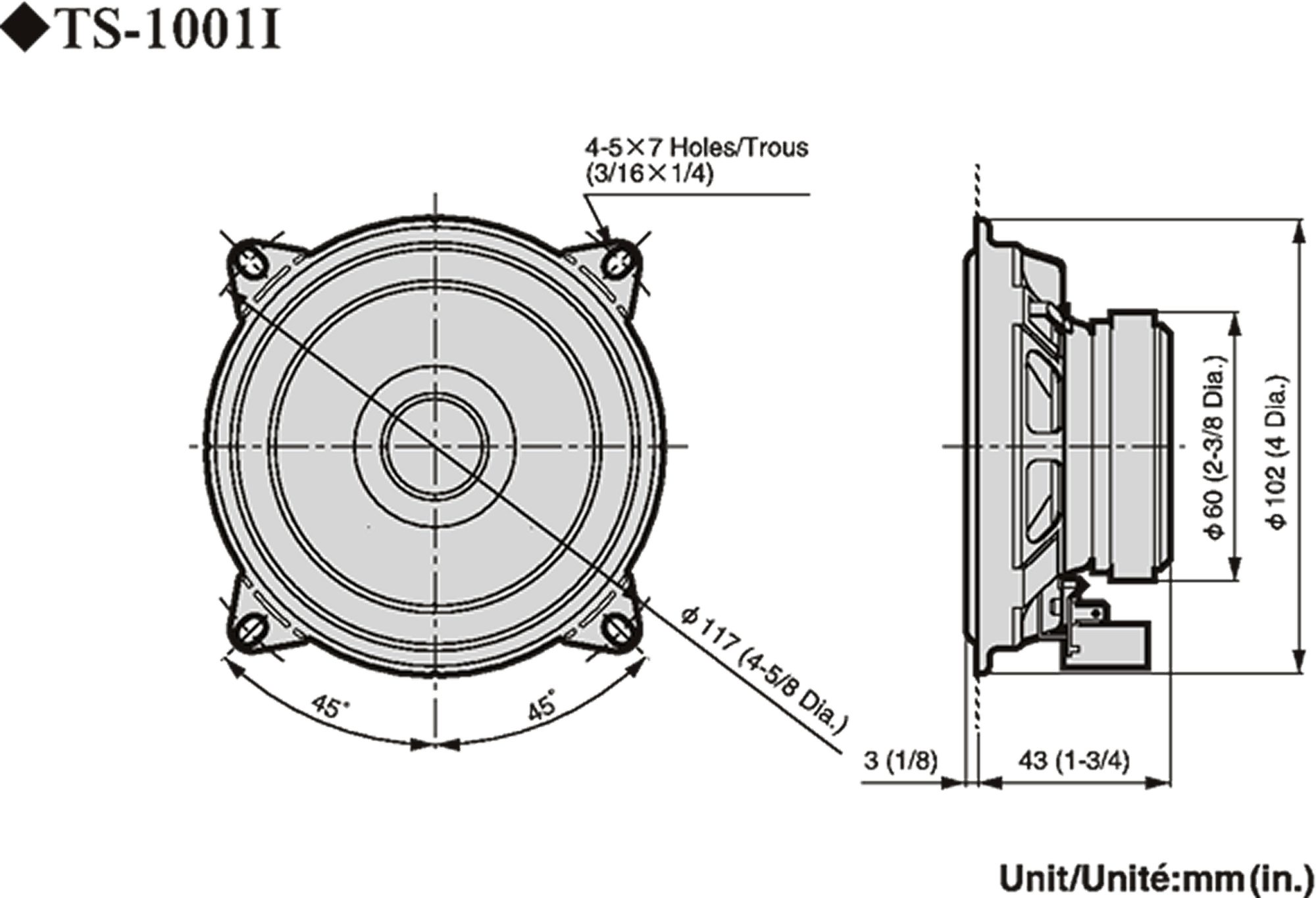 TS-1001I z.B. VW 10cm (Pioneer z.B. Auto-Lautsprecher VW Pioneer Lautsprecher 10cm ect) für TS-1001I Lautsprecher ect.