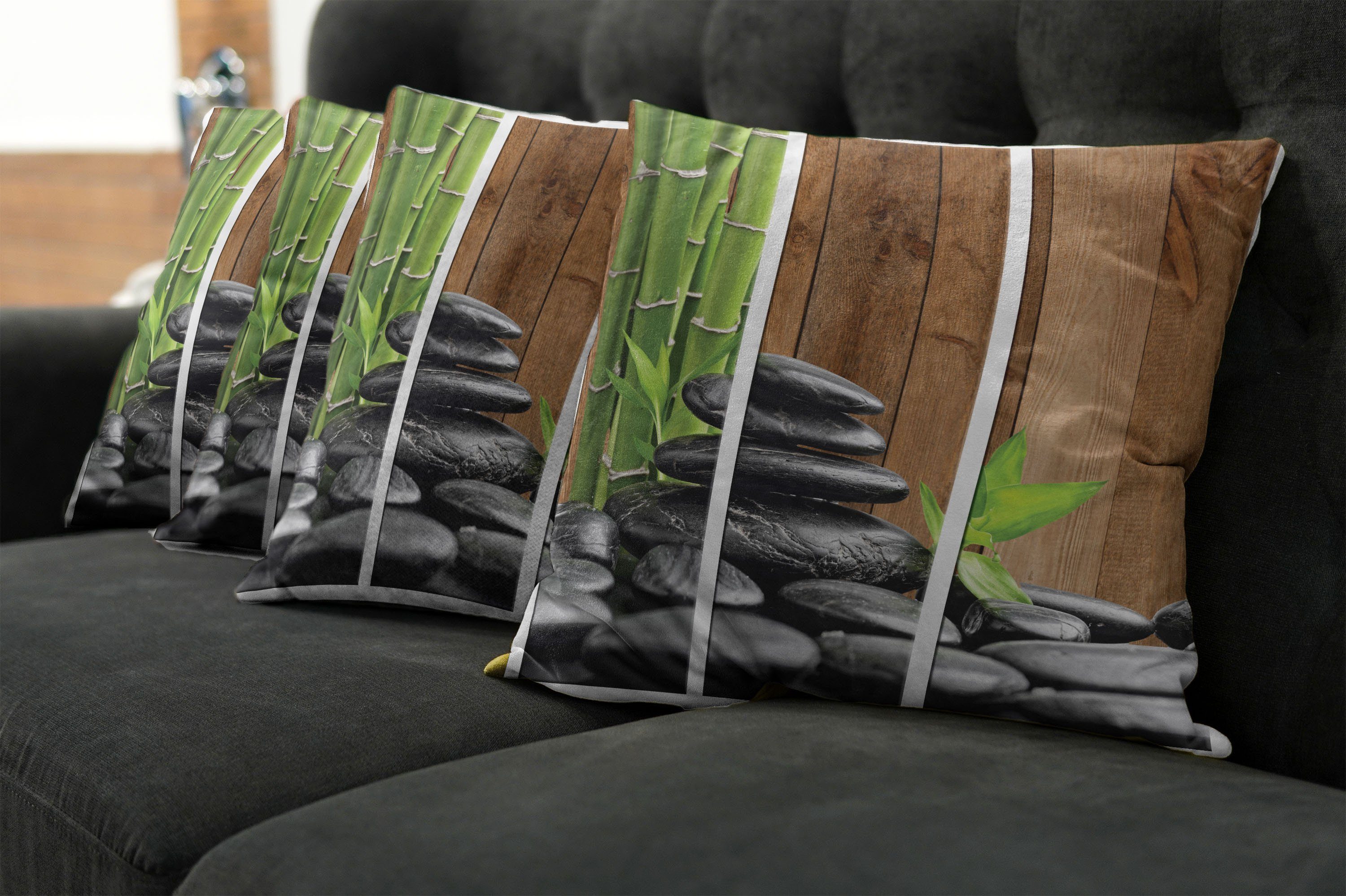 Accent Rock Modern Bambuszweige maritim Spas Stück), Digitaldruck, (4 Abakuhaus Doppelseitiger Kissenbezüge