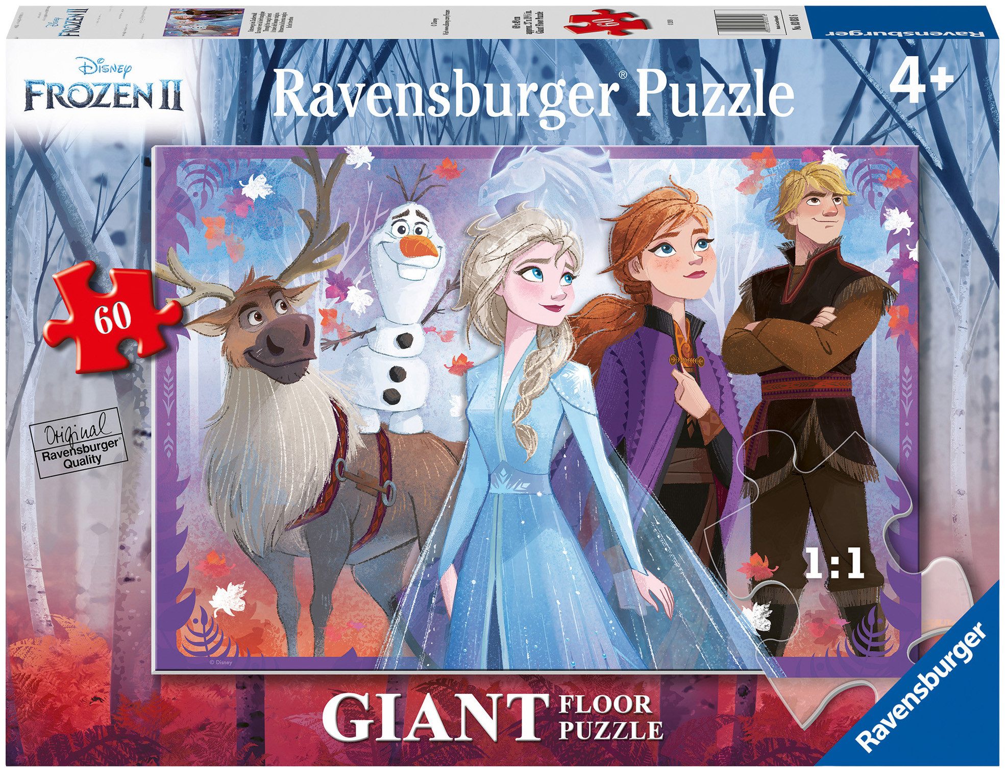 Ravensburger Puzzle Die Eiskönigin 2: Unterwegs im Zauberwald, 60 Puzzleteile, Made in Europe