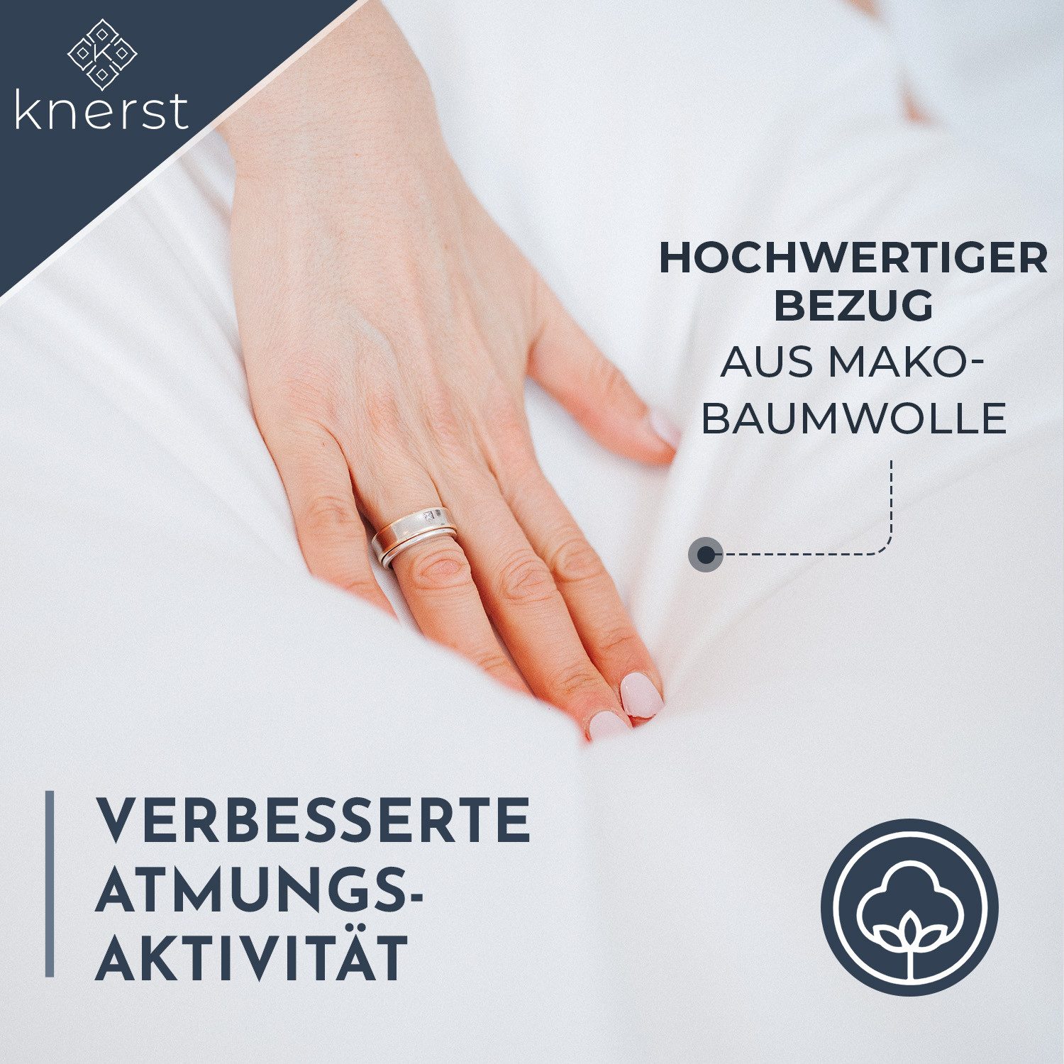 KNERST Kopfkissen Waschbar bei 60°C, ideal für den täglichen Gebrauch, Füllung: NanoCloudFill Technologie – 100% Polyester, Seitenschläfer, Bauchschläfer, Rücke – Bild 5 von 5