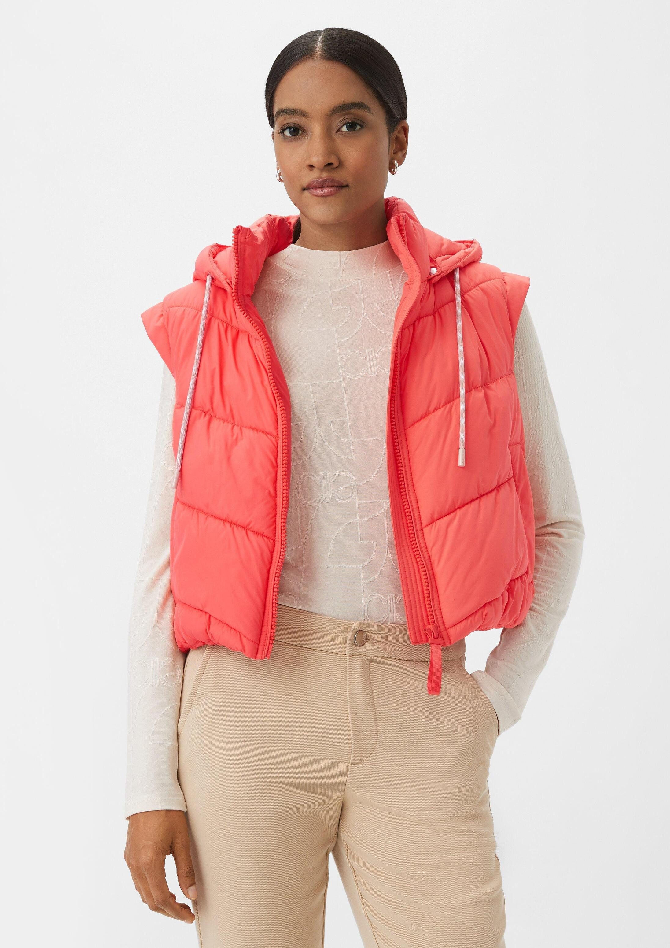 comma Outdoorjacke Outdoor-Weste Weste mit abnehmbarer Kapuze