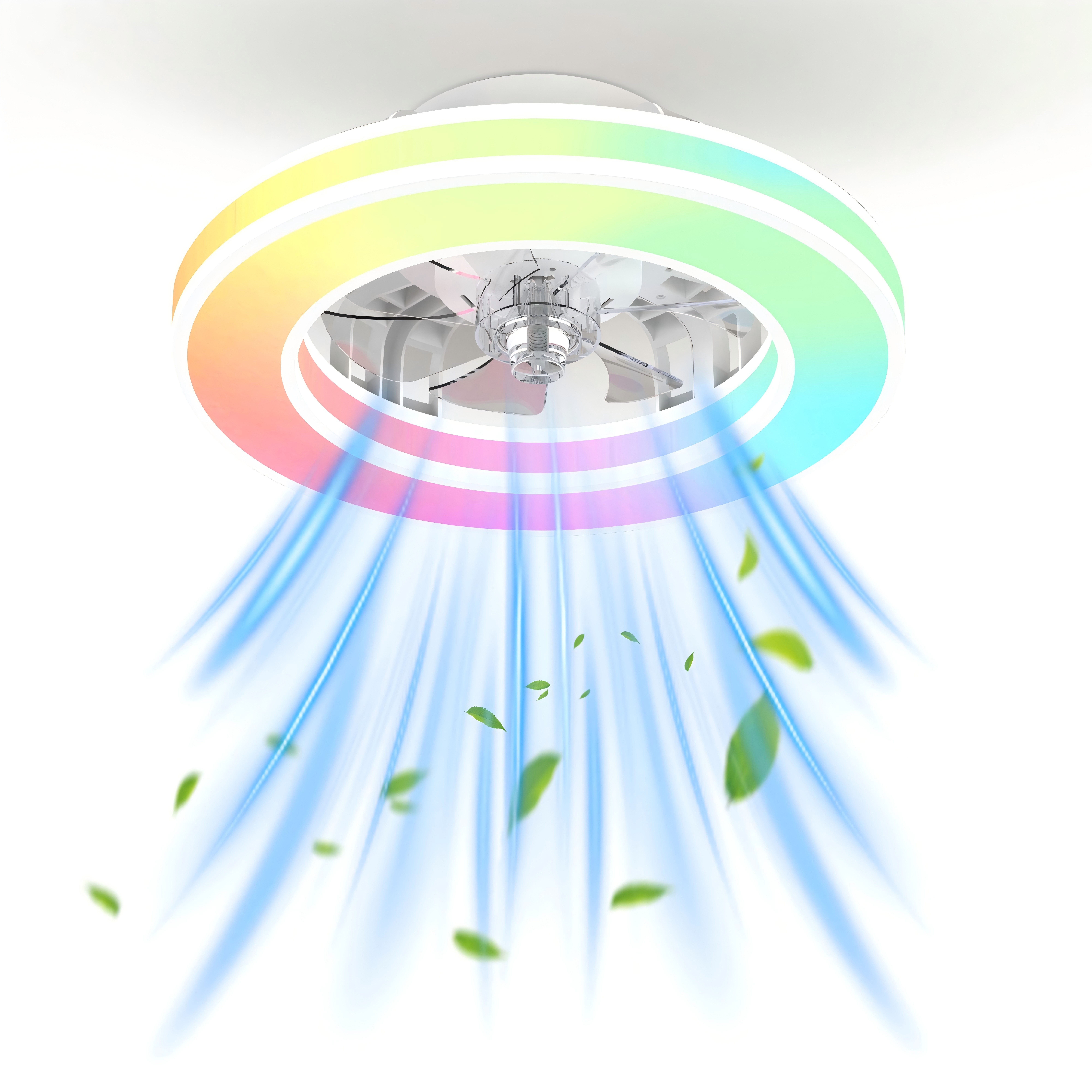 ATEROLL Deckenventilator 6 Geschwindigkeiten,3CCT+RGB,Deckenleuchte,Leise Ventilator, Lampenlüfter mit Speicherfunktion und Timing-Funktion Für Zimmer