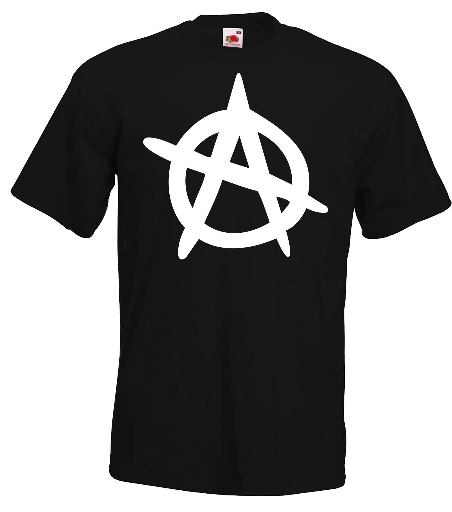 Designz trendigem Youth Anarchy Frontprint T-Shirt T-Shirt Herren mit Schwarz