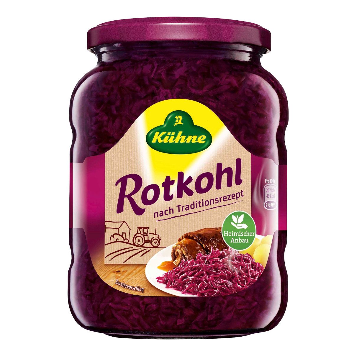 Kühne Gemüsekonserve, Kühne Original Rotkohl Küchenfertig nach Traditionsrezept 720ml