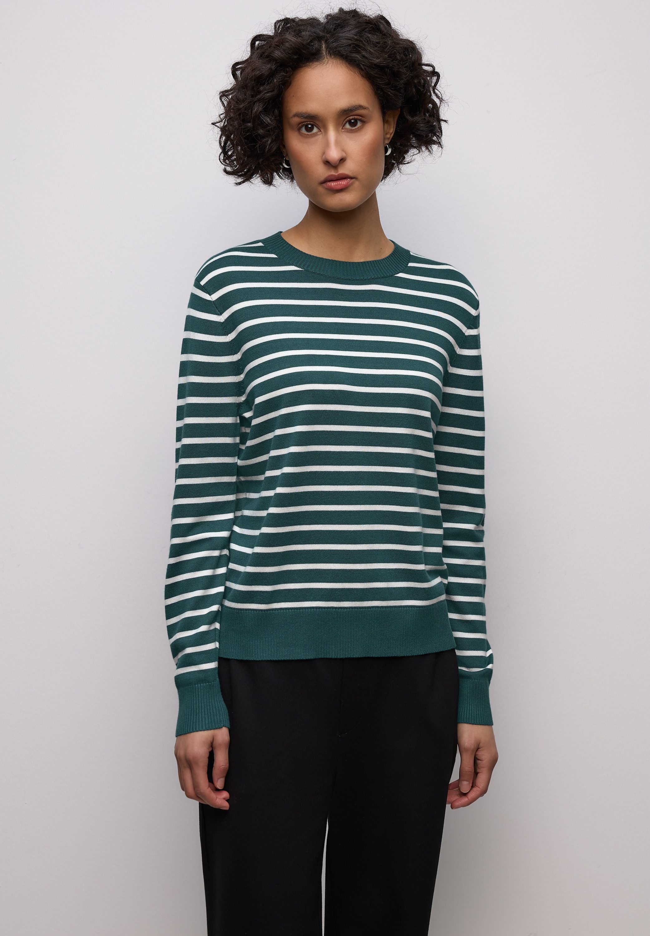 STREET ONE Rundhalspullover Rundhalsausschnitt