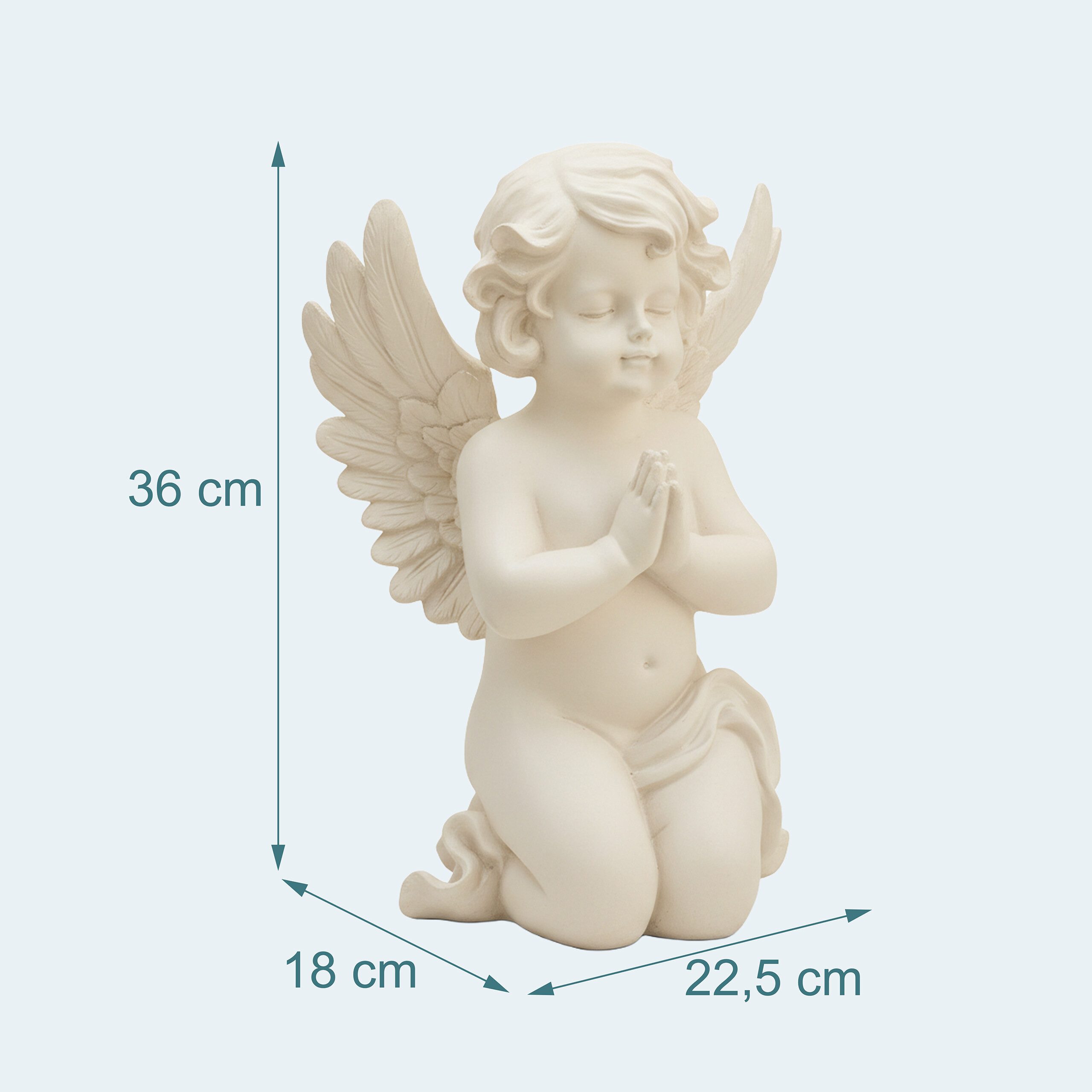relaxdays Engelfigur Betender Grabengel (1 St), Creme – Bild 4 von 5