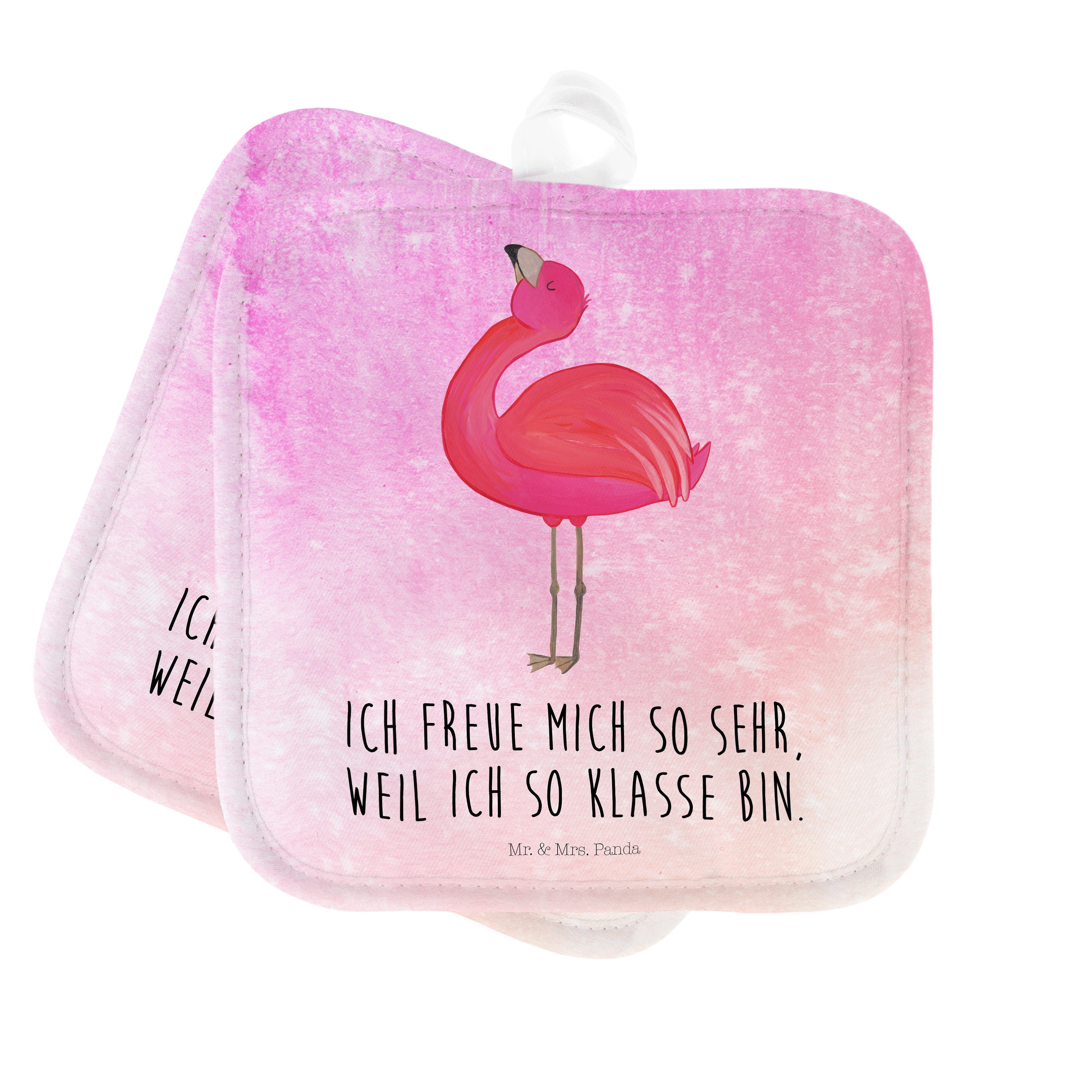 Geschenk, Panda Pink - Topflappen Topf, (1-tlg) Aquarell - stolz Mr. Flamingo & Tochter, Selbstliebe, Mrs.