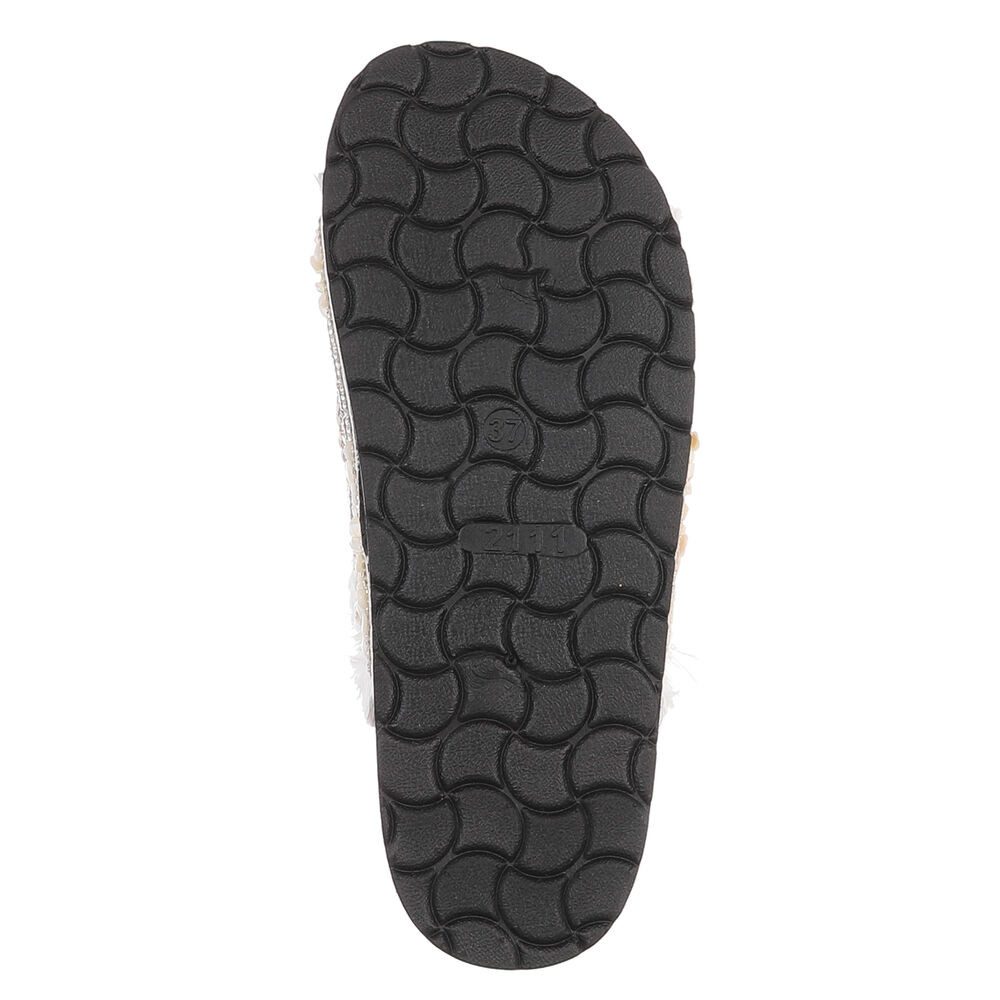 Ital-Design Damen Pantolette mit Schnallen und Komfortfußbett Pantolette (91742240) Flach Pantoletten in Gold