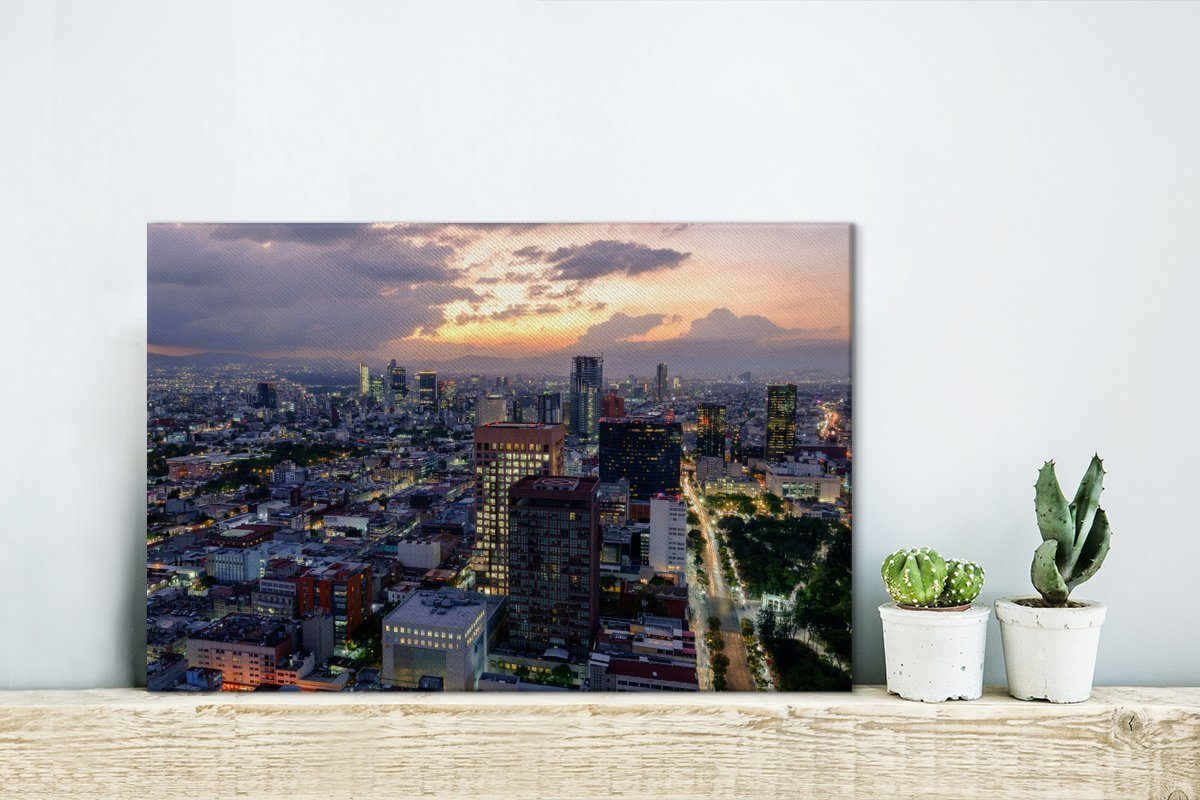 Wandbild OneMillionCanvasses® (1 St), Aufhängefertig, Leinwandbild Leinwandbilder, cm Wanddeko, von Mexiko-Stadt, Skyline 30x20