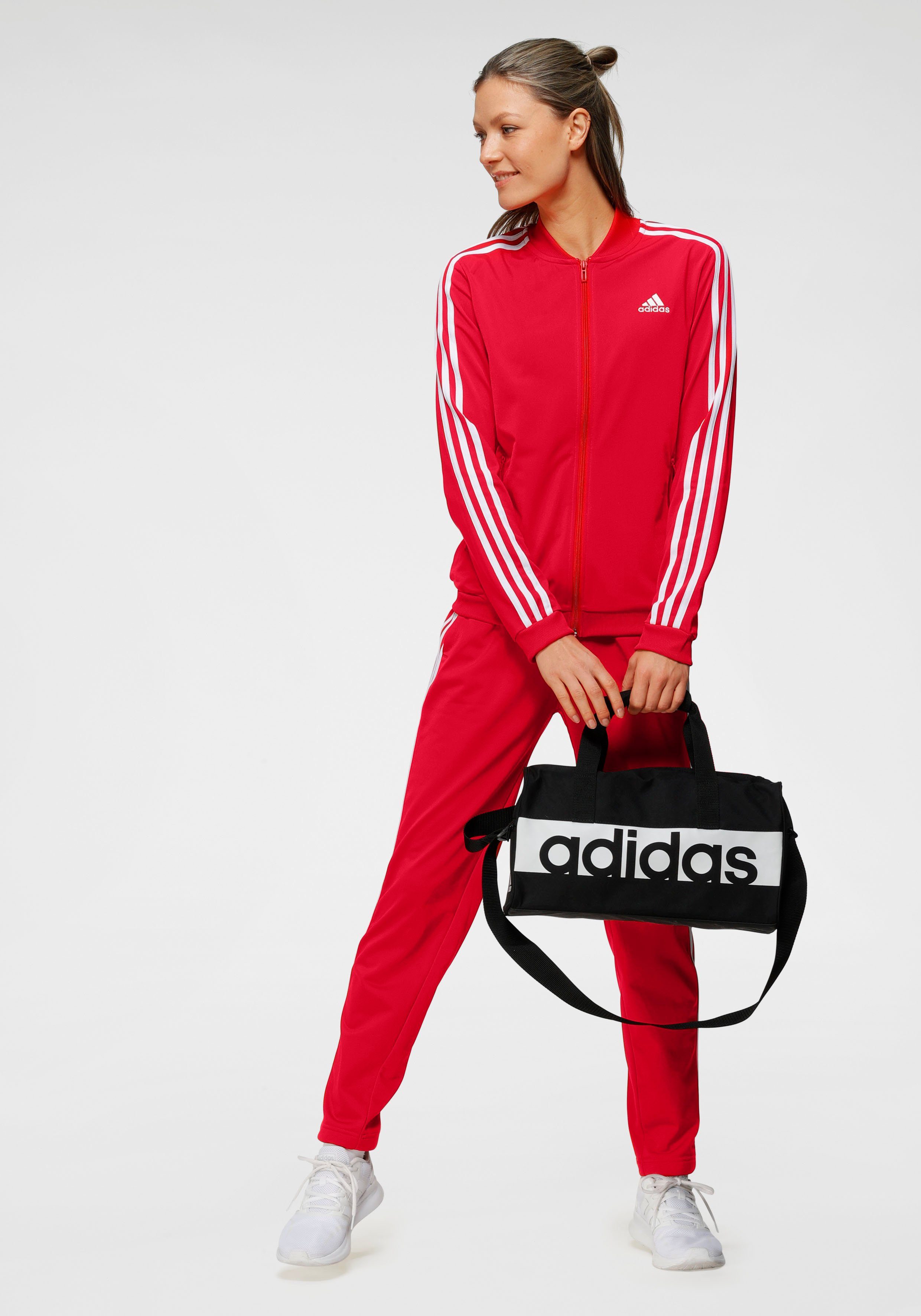 adidas Trainingsanzug Vivid 3-STREIFEN Red (2-tlg) Sportswear White / ESSENTIALS