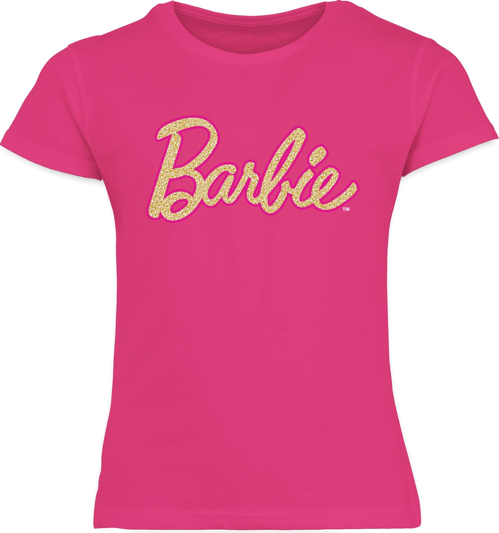 Glitzer Logo T-Shirt Barbie 01 Mädchen Shirtracer Barbie Fuchsia