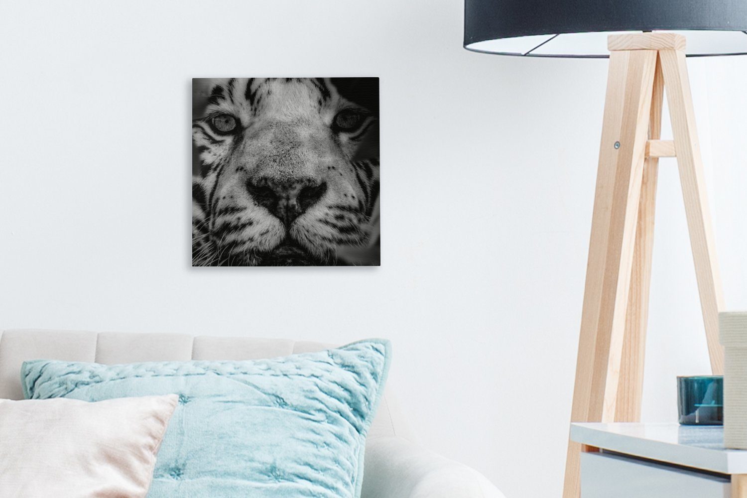 OneMillionCanvasses® Leinwandbild Dschungel - Tiger St), Schwarz (1 - Leinwand Bilder Schlafzimmer Weiß, für - Wohnzimmer