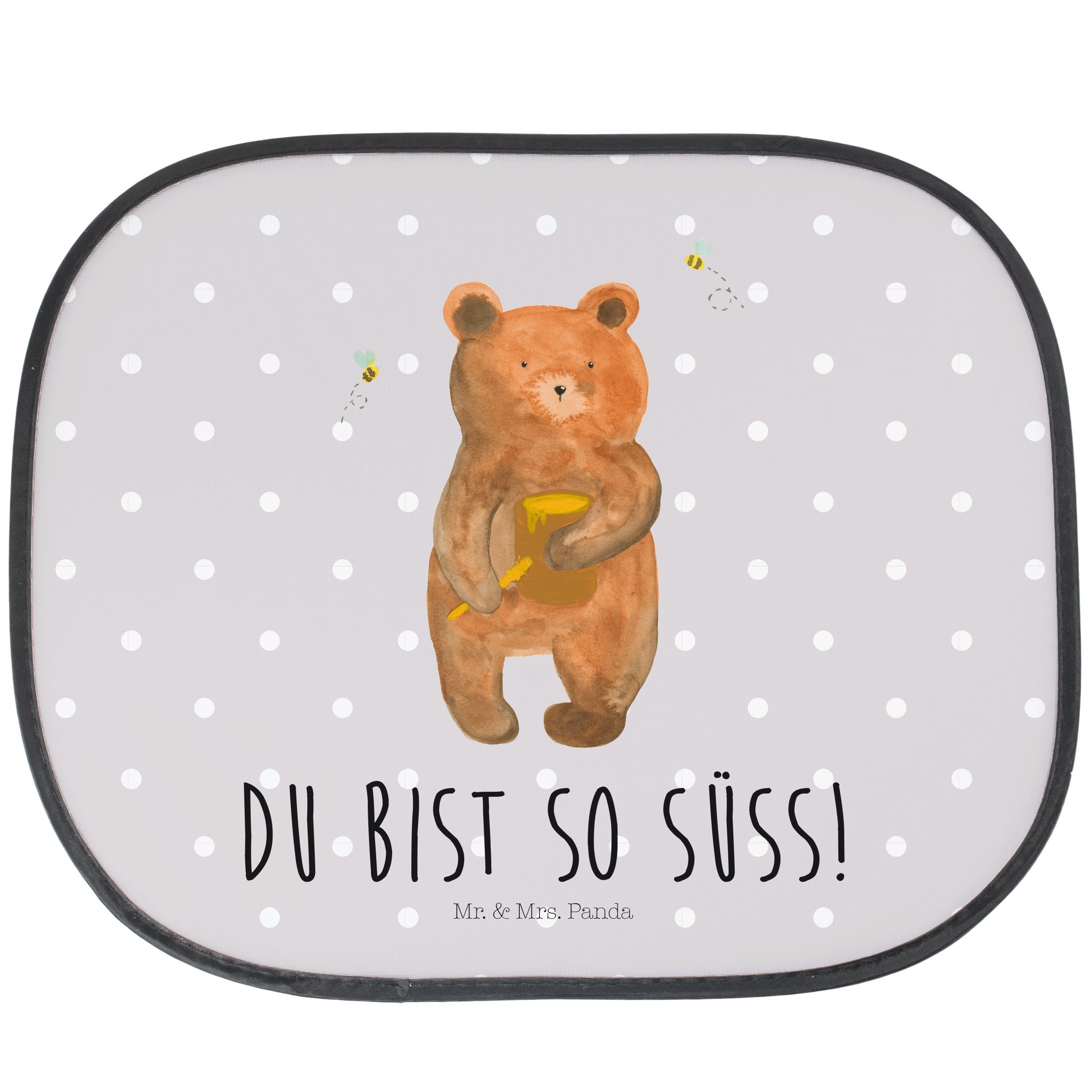 Sonnenschutz Honigbär - Grau Pastell - Geschenk, Teddybär, Sonnenschutzfolie, Sonn, Mr. & Mrs. Panda, Seidenmatt