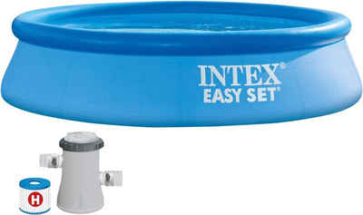 Intex Pool INTEX 28118 Schwimmbad Pool Easy Ø 305 x 61 cm mit Filter-Pumpe (1-tlg), Größe: 305 x 61 cm, Enthält : Filterpumpe 220-240V 1.250 l/h