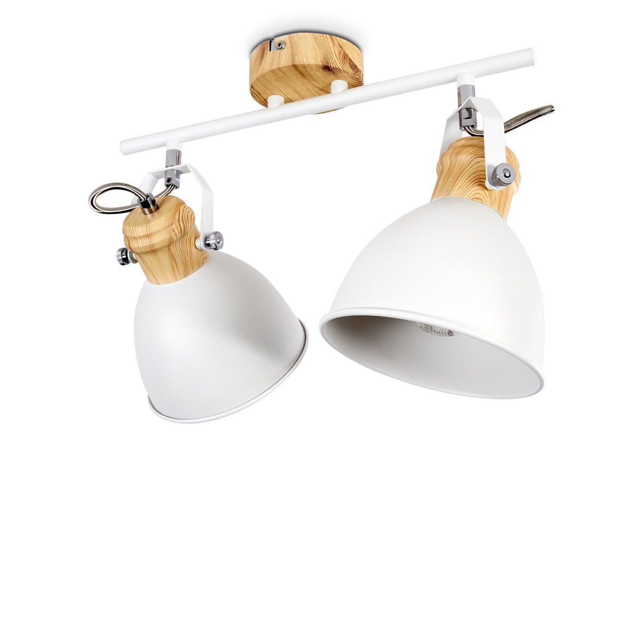 hofstein Deckenleuchte »Verago« Deckenlampe aus Metall in Weiß/Holzoptik, ohne Leuchtmittel, mit verstellbaren Прожекторыn, 2xE27, Spot im Retro/Vintage Design