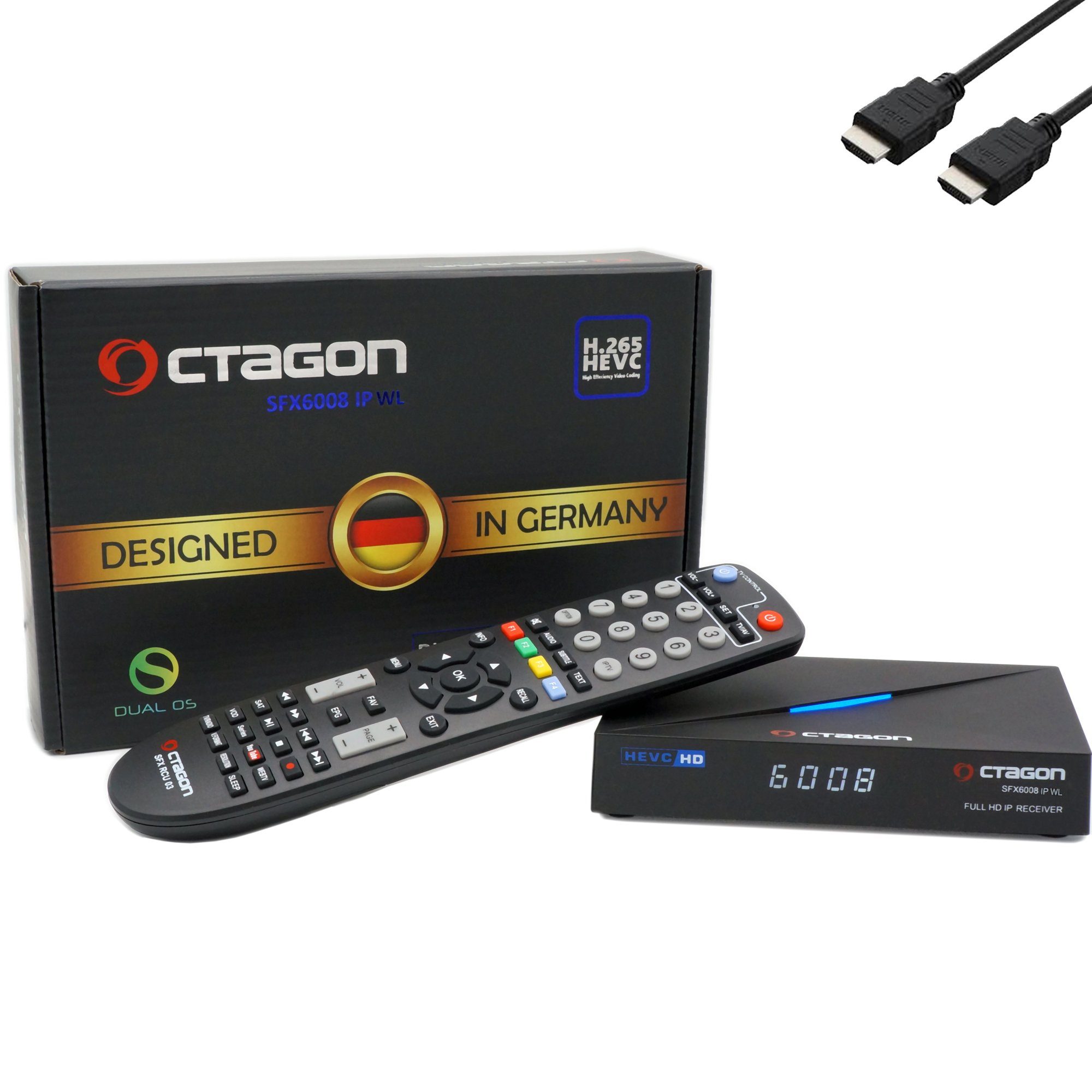 OCTAGON Streaming-Box SFX6008 IP WL - H.265 HEVC HD Receiver, Sat to IPTV + 150 Mbits WLAN