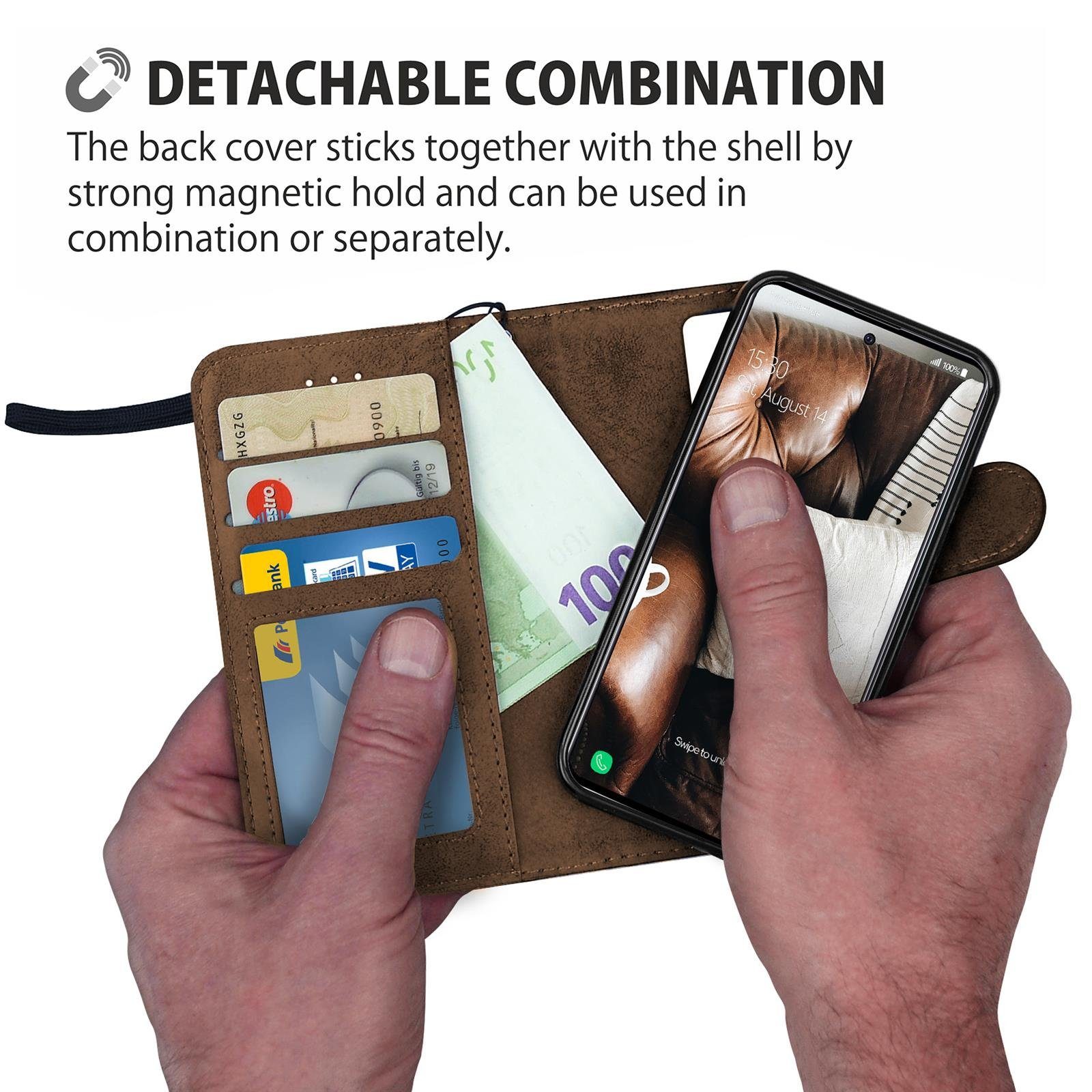 MyGadget Handyhülle Flip Case Handyhülle, für Samsung Galaxy A51 4G - Magnetische  Hülle aus Kunstleder Klapphülle - Kartenfach Schutzhülle in Braun
