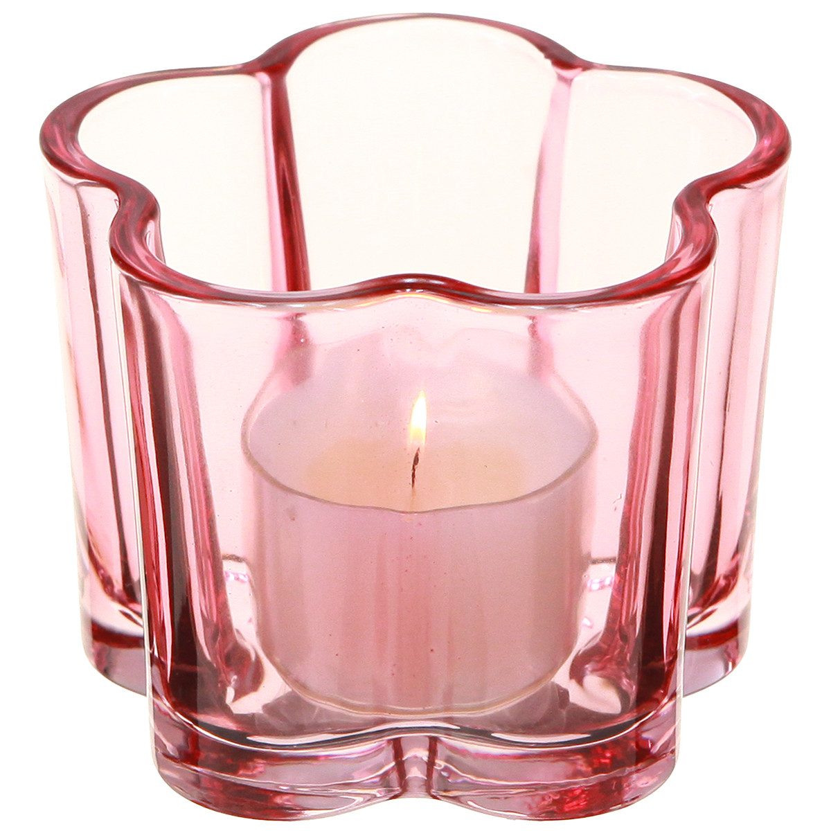 Viana Tischvase Teelichthalter Blume Rosa Glas Tischdeko Ø7,5cm H6cm 6er Set, 6 Stück