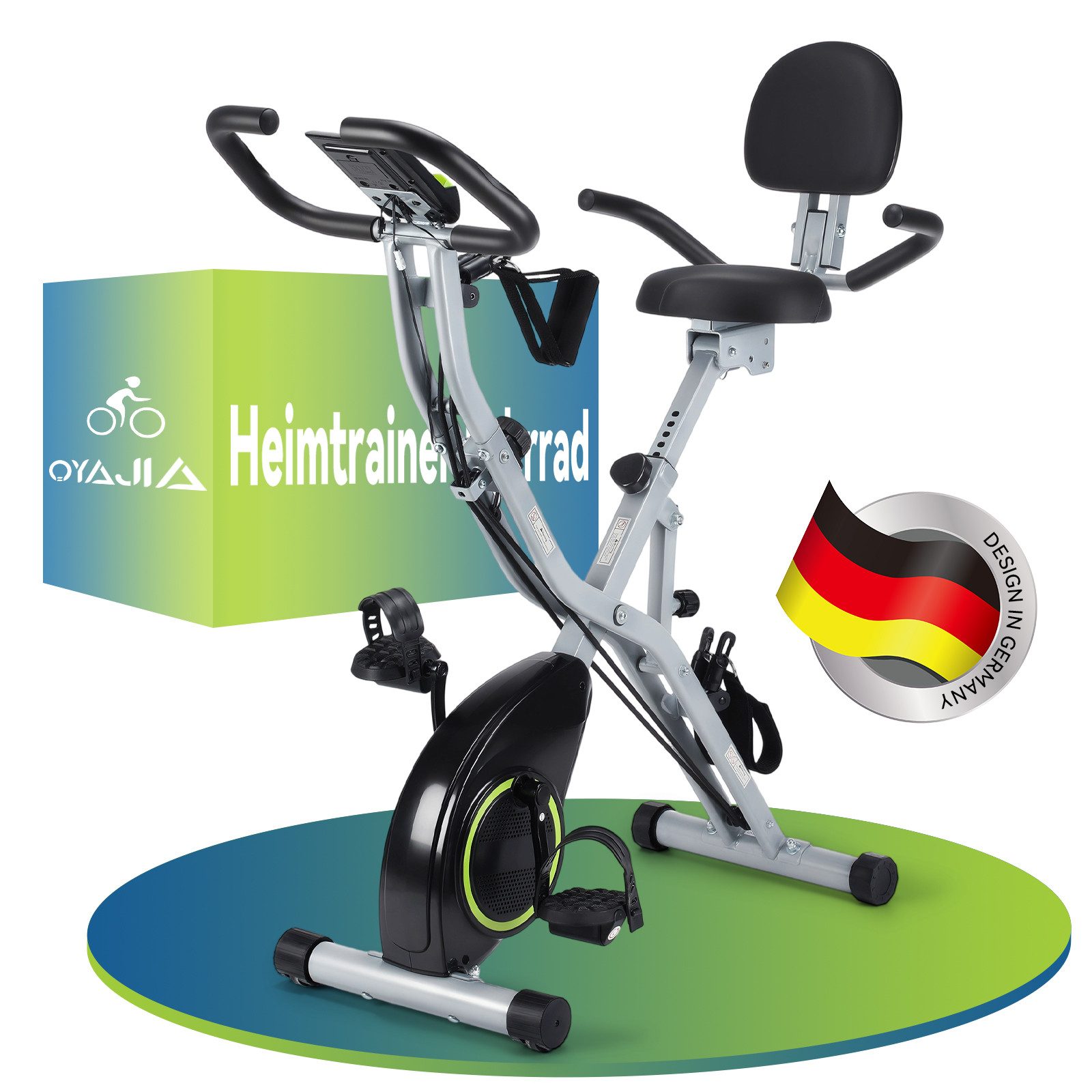 kehot Heimtrainer Heimtrainer Fahrrad Klappbar mit LCD & Herzfrequenzsensor (Heimtrainer Indoor Bike mit Magnetwiderstand, Leise & Platzsparend, Verstellbarer Komfortsitz mit PU-Polsterung, bis 145kg Belastbar), Bluetooth APP Kompatibel mit Kinomap & Zwif