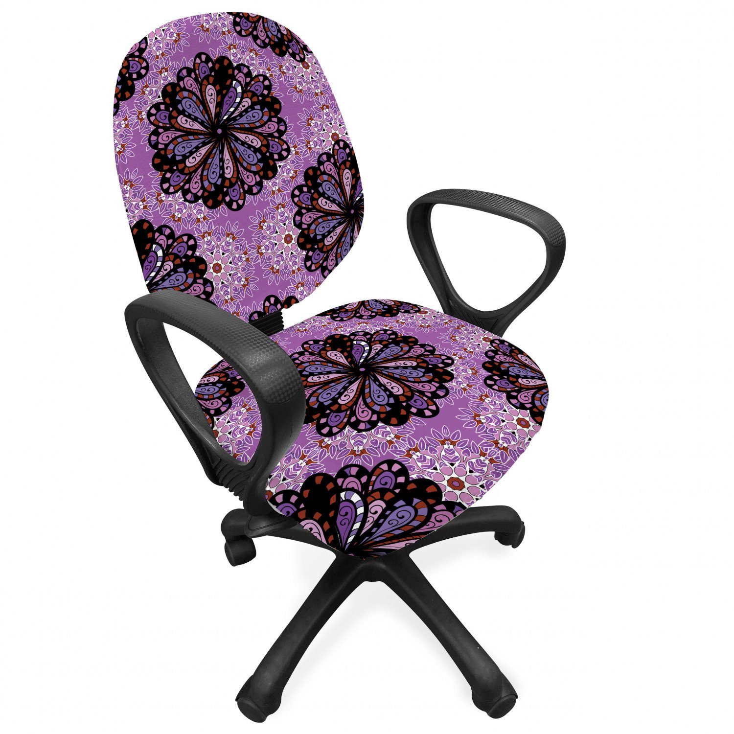 Mandala Stretchgewebe, Bürostuhlhusse Boho Vintage dekorative aus lila Schutzhülle Abakuhaus,