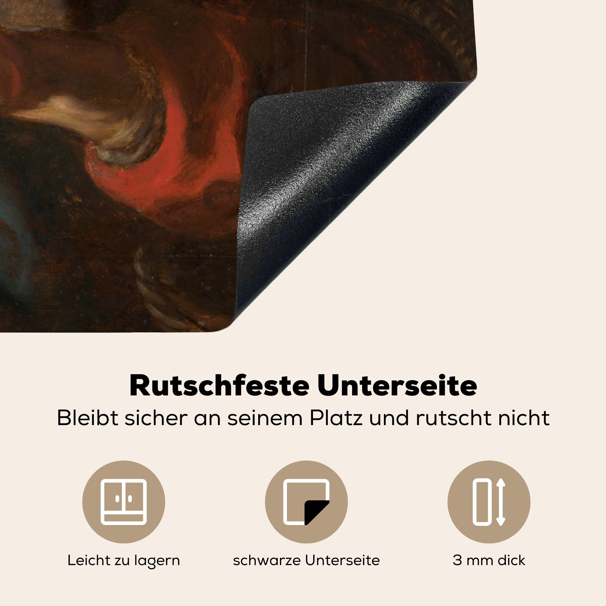 Kerzen und Ceranfeldabdeckung, Herdblende-/Abdeckplatte von Gemälde (1 Alte Junge Peter tlg), cm, Frau 78x78 - Rubens, mit küche MuchoWow Arbeitsplatte für Paul Vinyl,