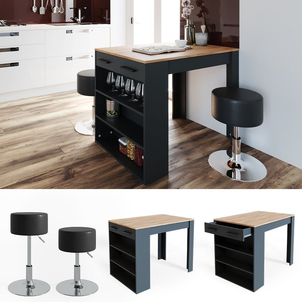 Vicco Bartisch Repose, Anthrazit/Goldkraft Eiche/Goldkraft Eiche, günstig online kaufen