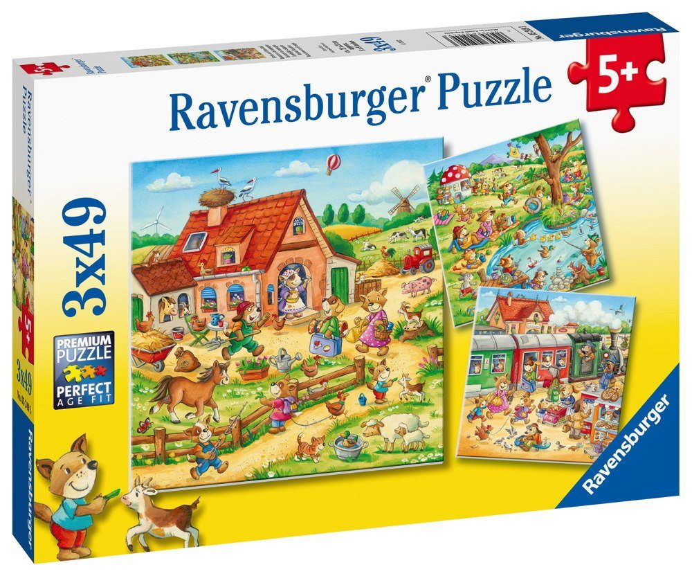 Ravensburger Puzzle 3 x 49 Teile Ravensburger Kinder Puzzle Ferien auf dem Land 05249, 49 Puzzleteile