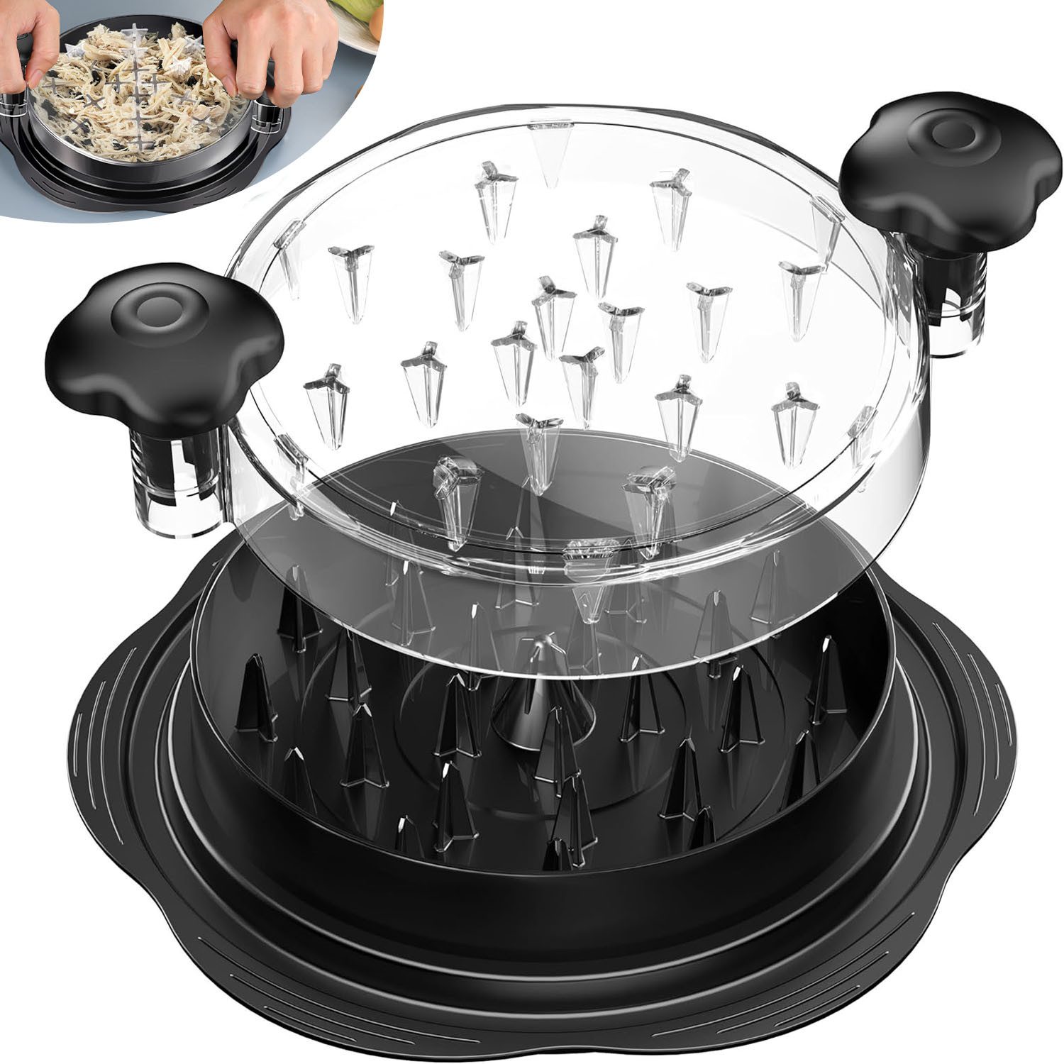 SURFOU Zwiebelhacker Hähnchen 25CM Chicken Shredder Hühnerbrust Schredder Werkzeug, Twist mit Bürste und Gabeln Fleischzerkleinerer Hähnchenzerkleinerer