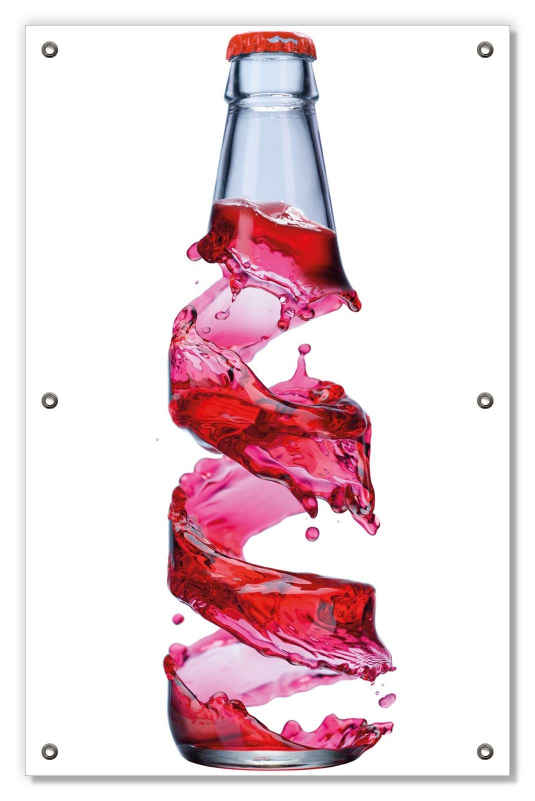 Sonnenschutz Flasche mit roter Brause - Wirbelsturm, Wallario, blickdicht, mit Saugnäpfen, wiederablösbar und wiederverwendbar